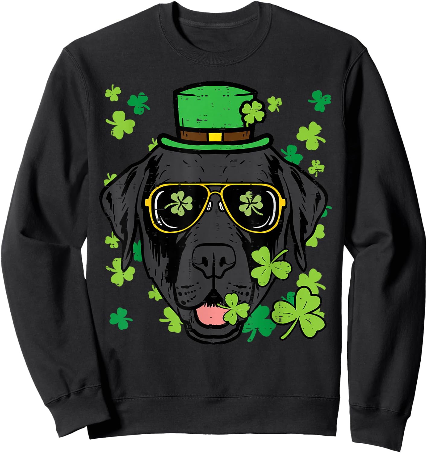 St Patricks Day Labrador Dog Saint Pattys Men Women Kids Sweatshirt - Sweatshirt | Black