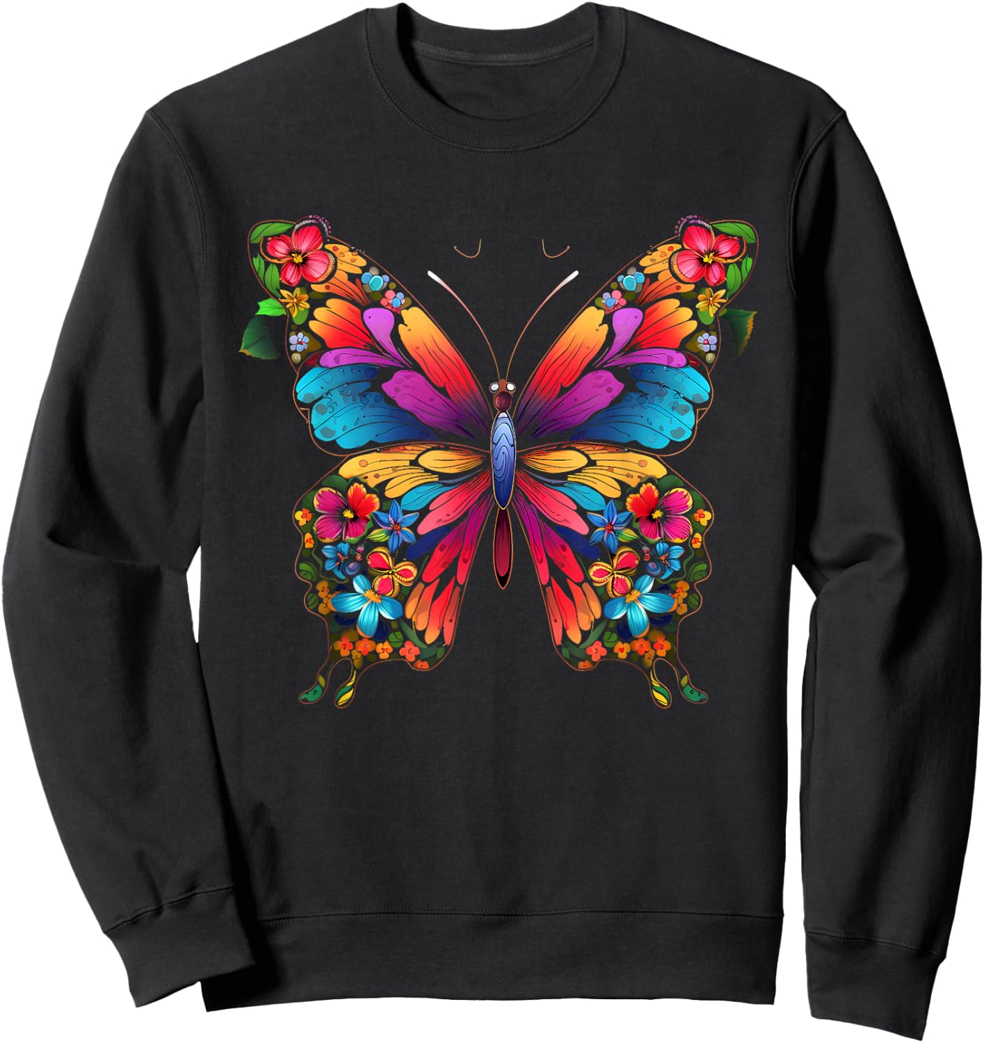 Colorful Cute Butterfly Mandala Butterflies Swarm Sweatshirt - Sweatshirt | Black