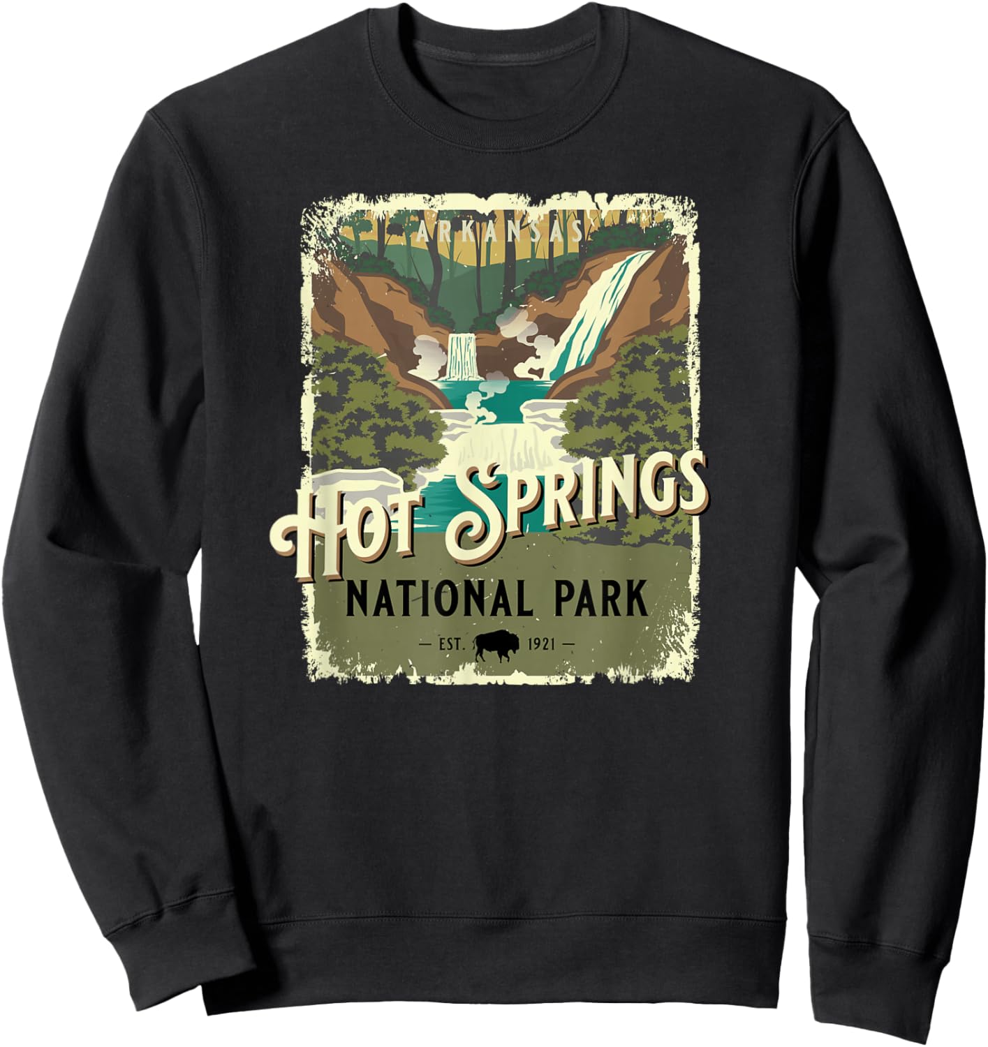 Hot Springs National Park Arkansas Vintage Travel Poster Sweatshirt - Sweatshirt | Black