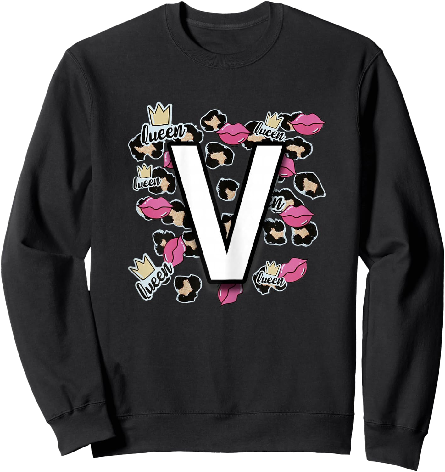 Letter V 's for Little Girls, Teens & Women - Letter V Sweatshirt - Sweatshirt | Black