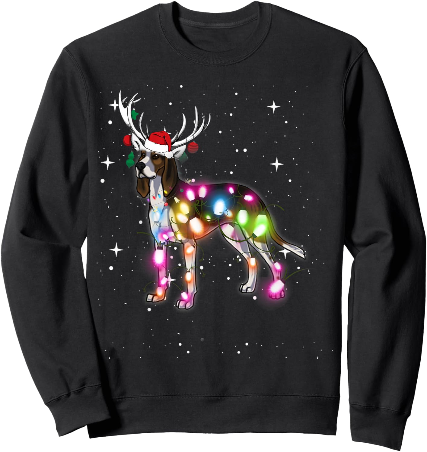 Treeing Walker Coonhound Christmas Lights Pajama Funny Dog Women Kids Sweatshirt - Sweatshirt | Black