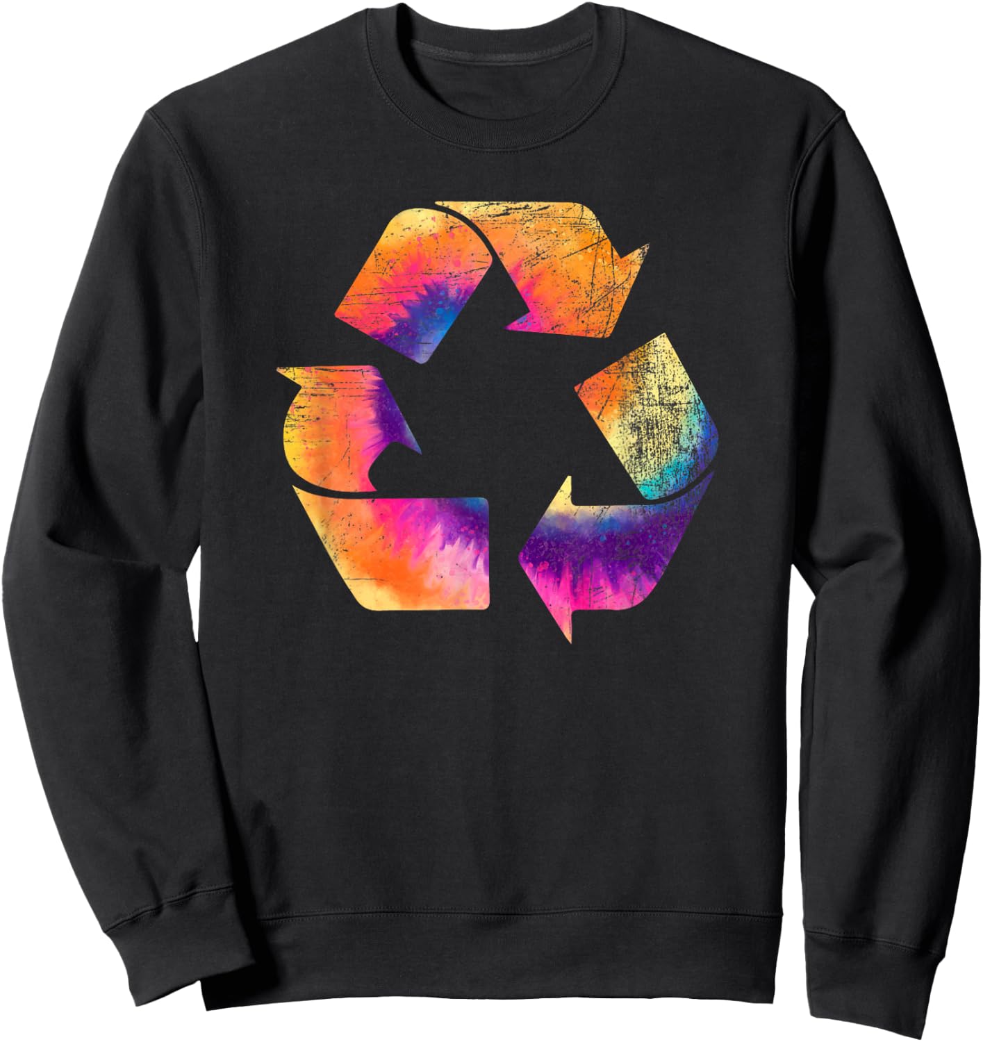 Recycle Symbol Tie Dye Earth Day Sweatshirt - Sweatshirt | Black