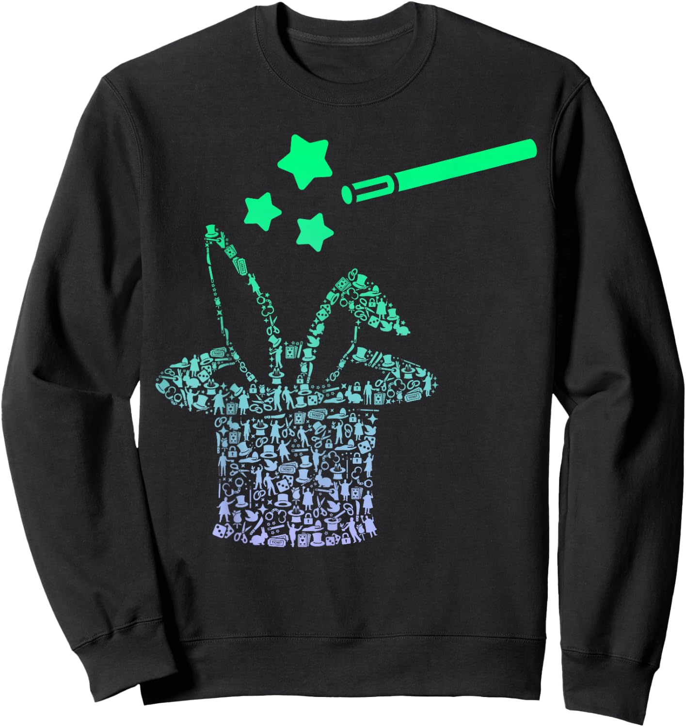 Magicians Hat for Magician Magic Icons Boys Magician Sweatshirt - Sweatshirt | Black
