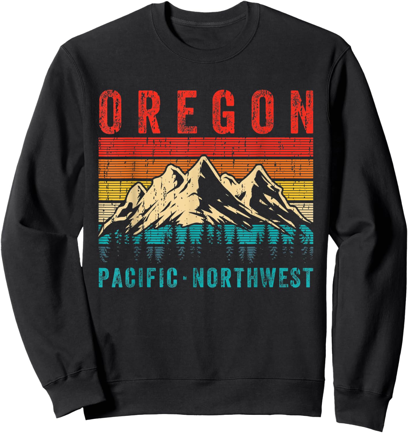 Oregon Pacific Northwest Vintage Retro Hiking Mountains Hike Sweatshirt - Sweatshirt | Black