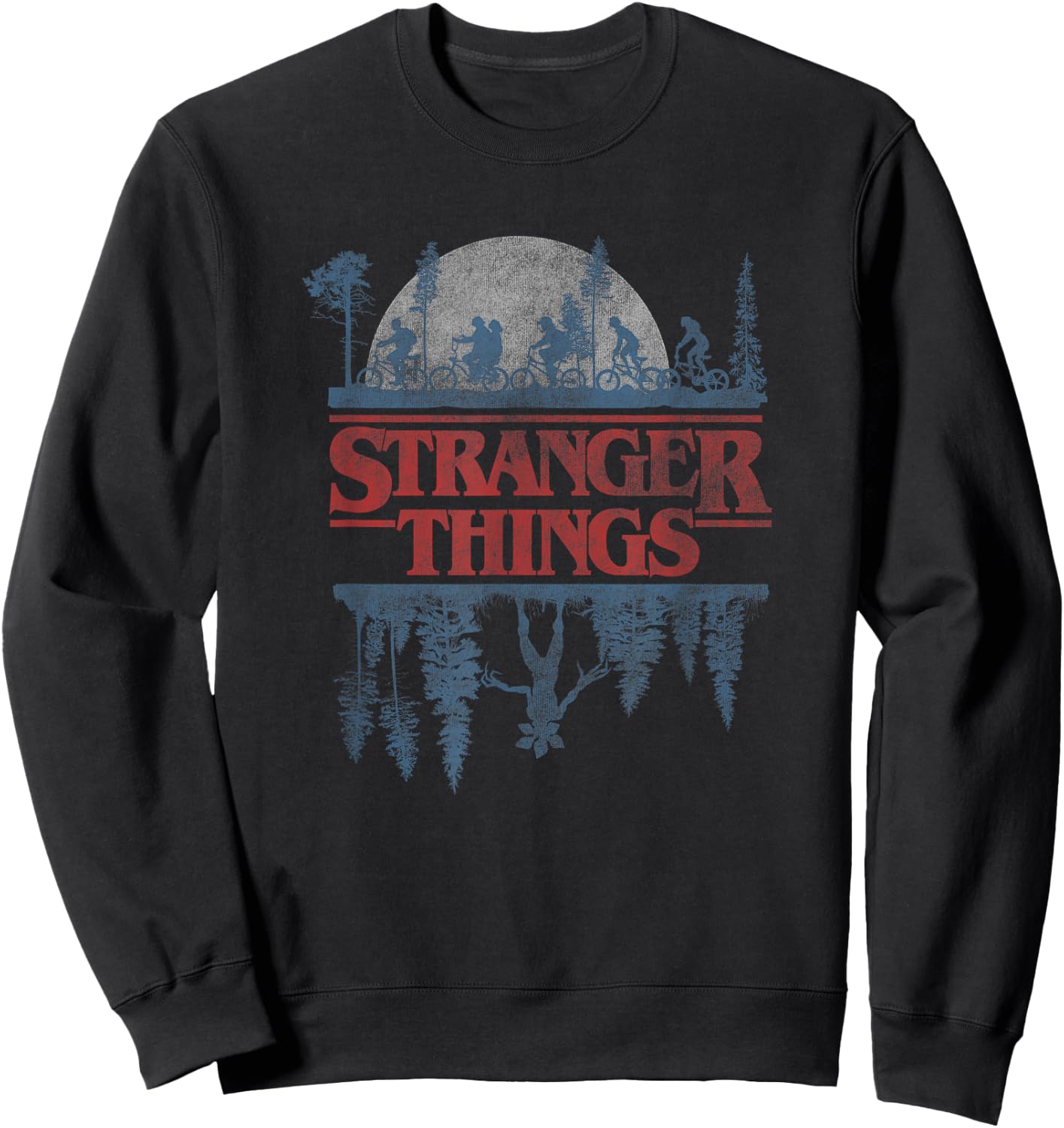 Stranger Things Blue Gradient Shadow Upside Down Logo Sweatshirt - Sweatshirt | Black