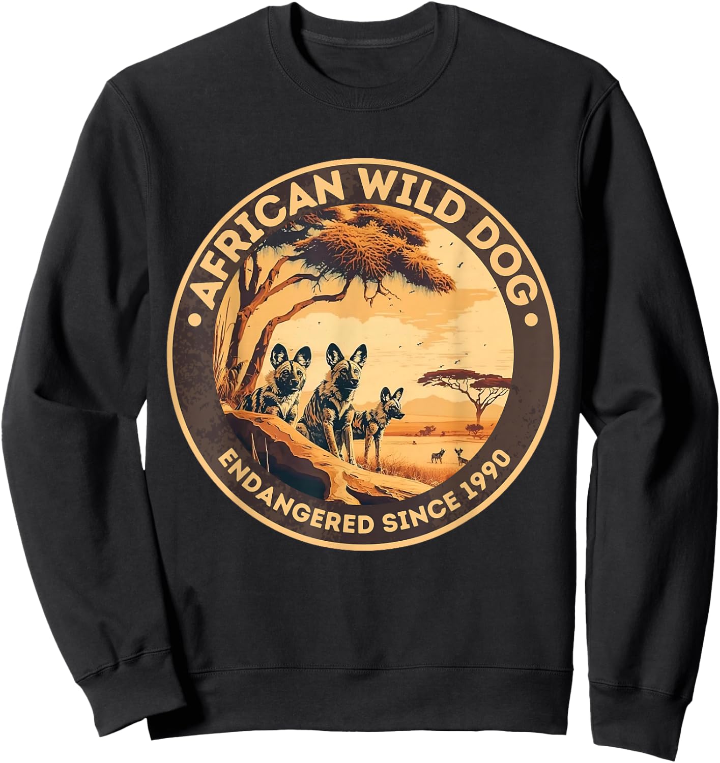 African Wild Dog Endangered Species Men Women Sweatshirt - Sweatshirt | Black