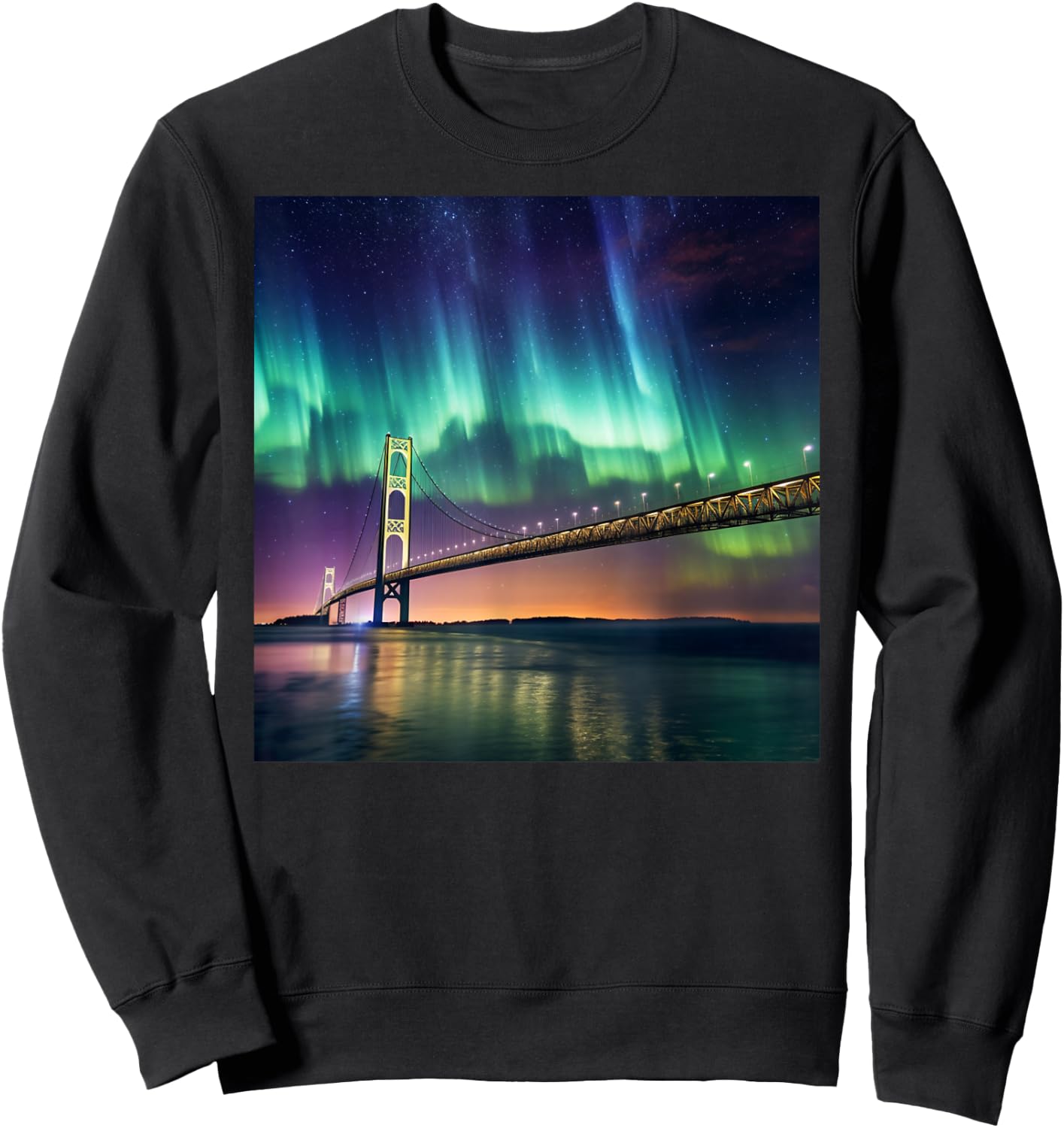 Mackinac Island Bridge Michigan Family Camping Vacation 2024 Sweatshirt - Sweatshirt | Black