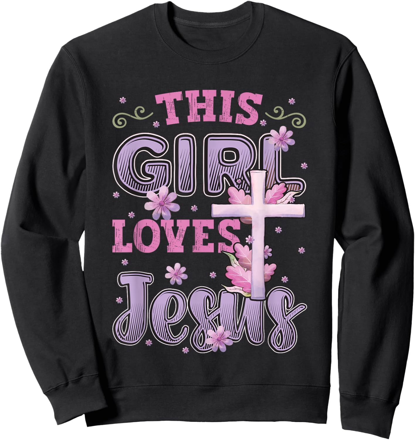 This Girl Loves Jesus Cute Christian Girl Jesus Sweatshirt - Sweatshirt | Black