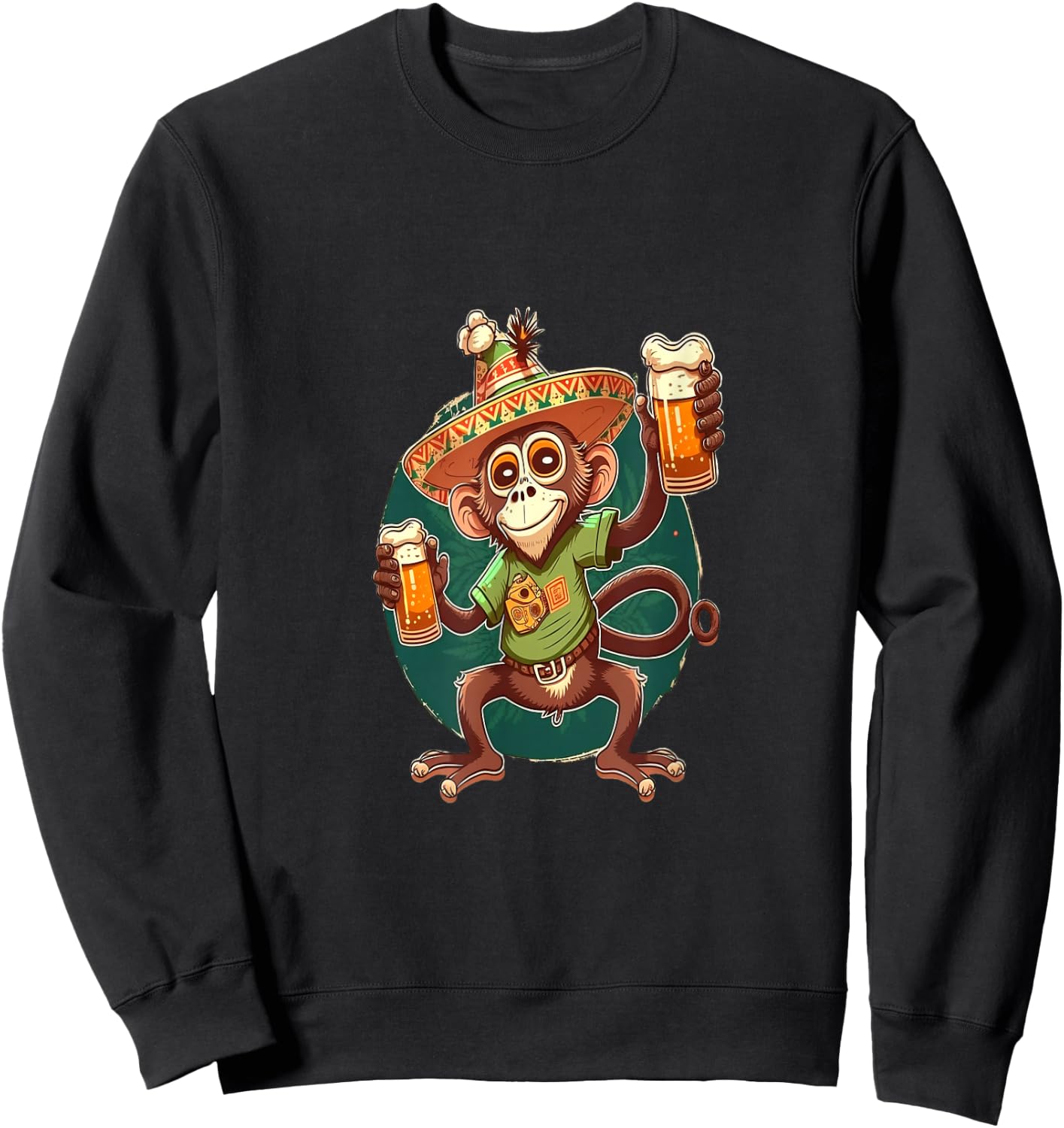 Funny Spider Monkey Lover Mexican Spider Monkey Drinking Sweatshirt - Sweatshirt | Black
