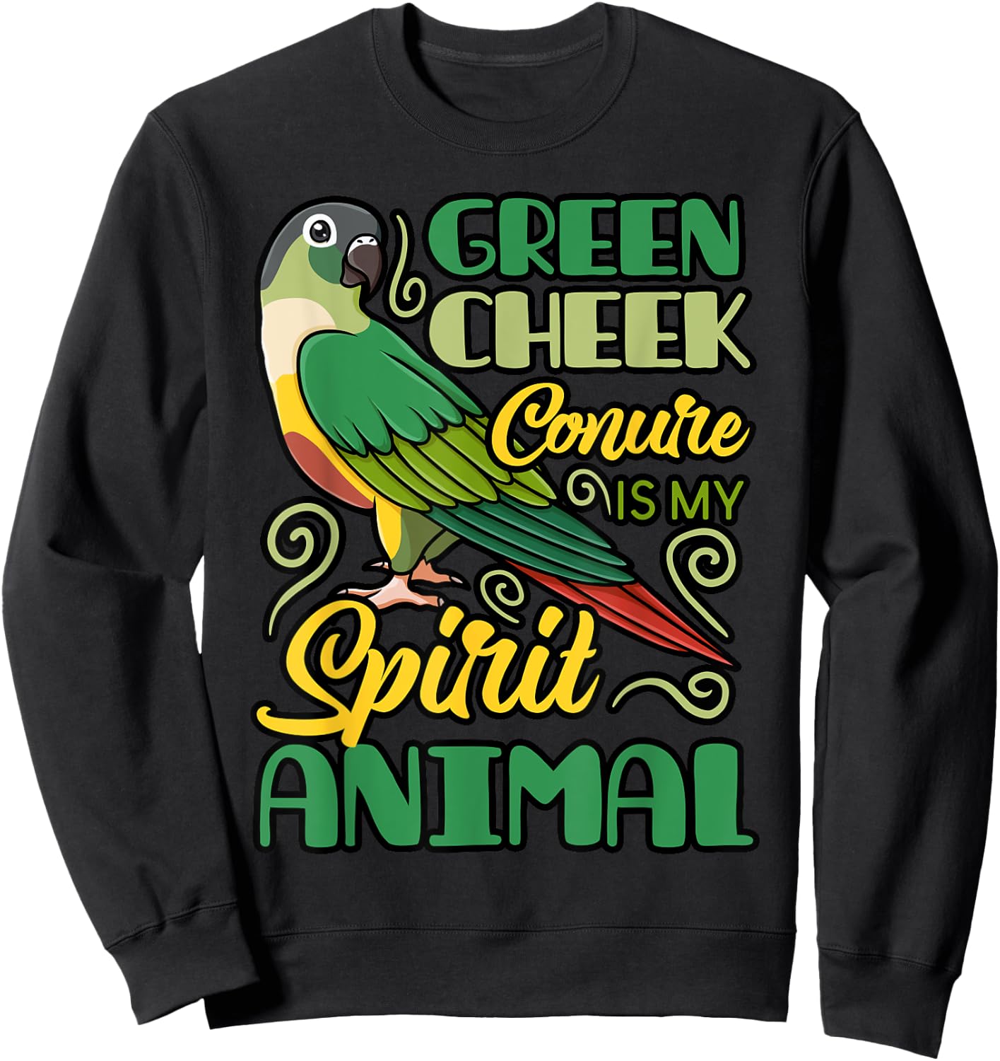 Green Cheek Conure Funny Animals Cute Birds Sweatshirt - Sweatshirt | Black