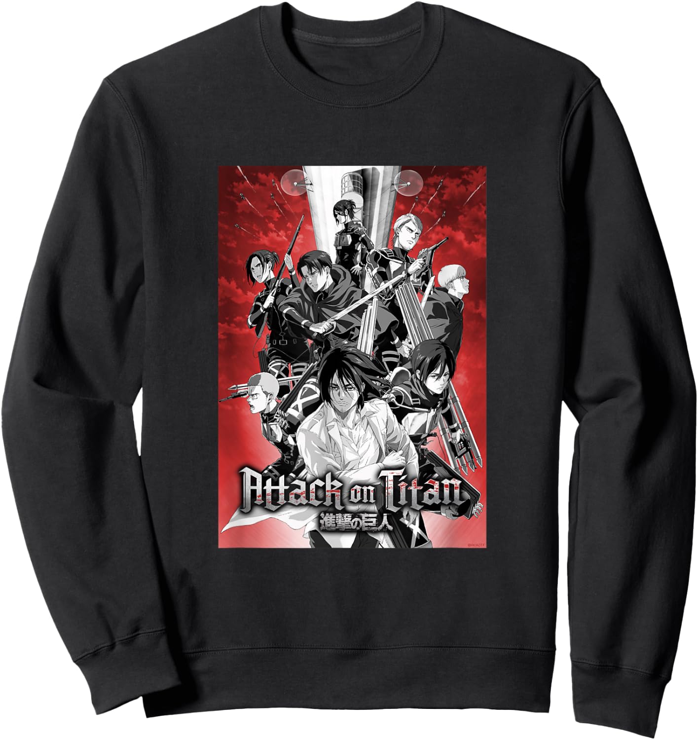 Attack on Titan Season 4 Red Sky Group Poster AOT Anime Sweatshirt - Sweatshirt | Black