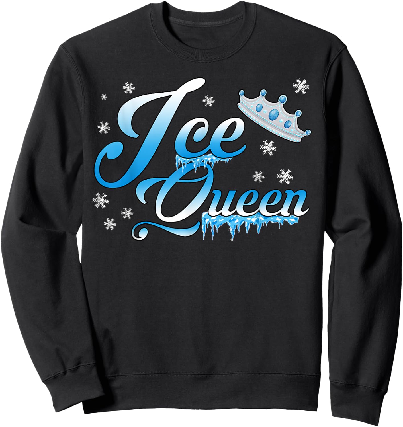 Ice Queen Winter Theme Birthday Party Girls Snow Themed Bday Sweatshirt - Sweatshirt | Black