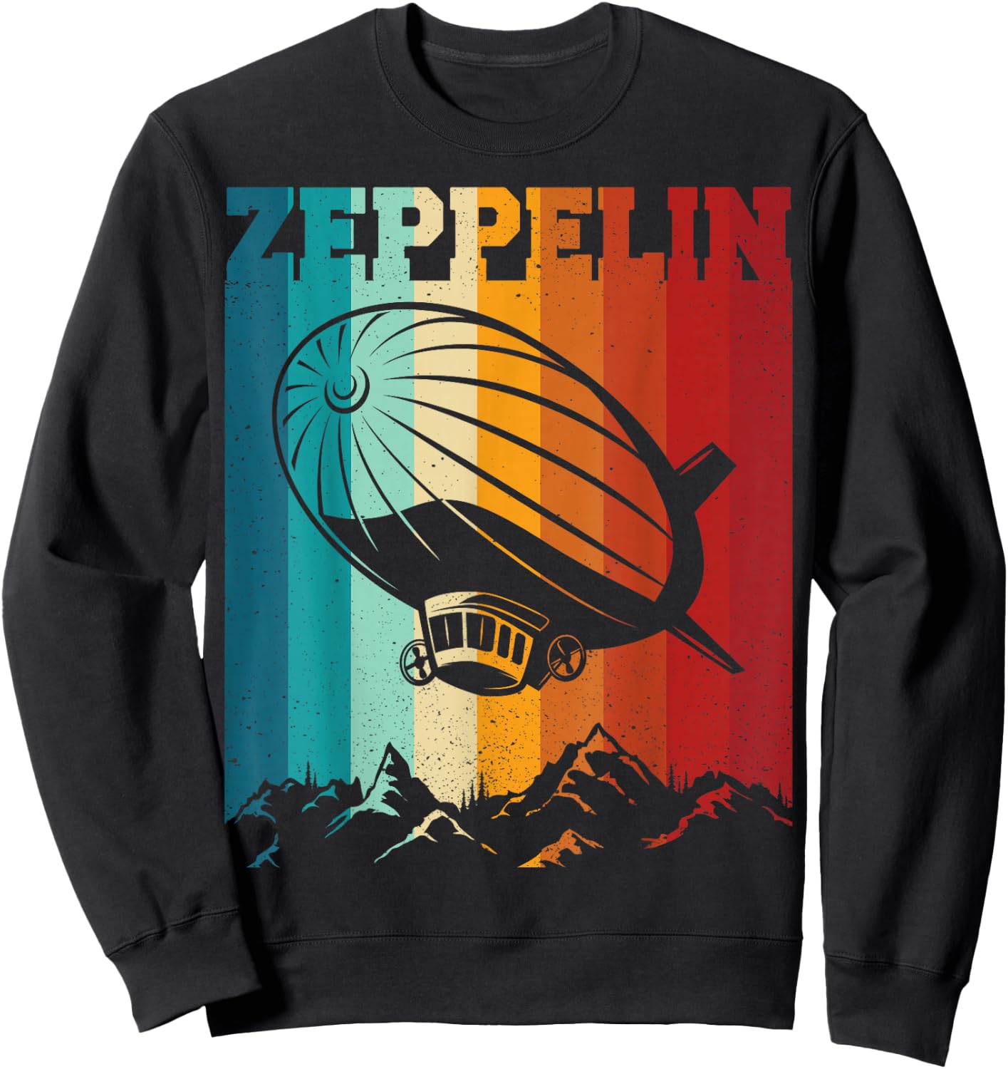 Dirigible Airship Retro Zeppelin 70s 80s Zepelin Zepplin Sweatshirt - Sweatshirt | Black