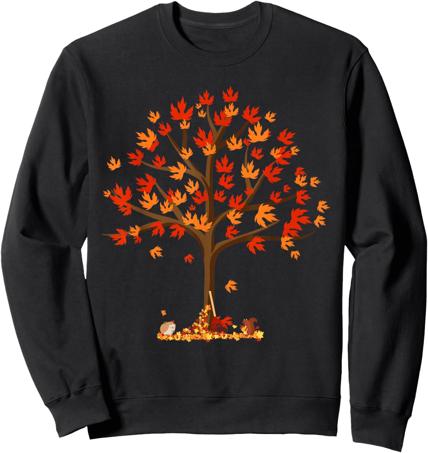 Autumn Fall Leaves Tree & Forest Creatures Kids Sweatshirt - Sweatshirt | Black