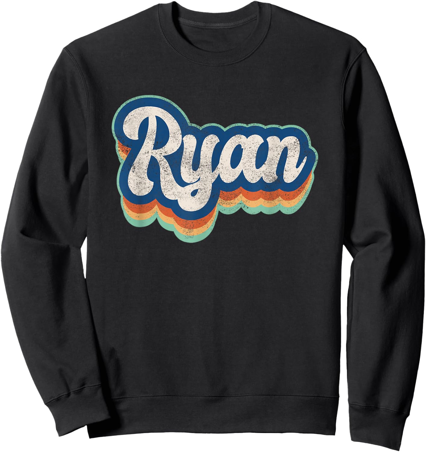 Ryan First Name Boy Vintage Style 70s 80s Personalized Sweatshirt - Sweatshirt | Black