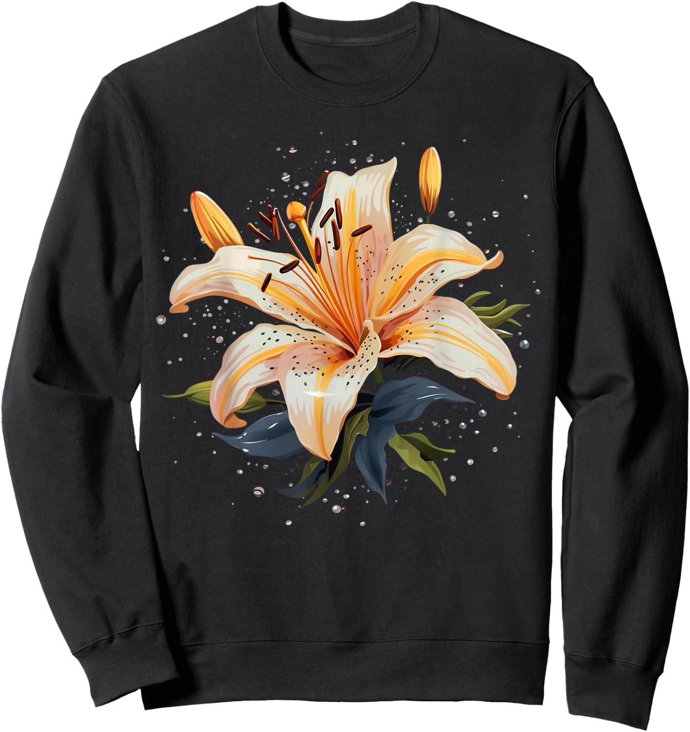 Shattered Lily flower with Lily petals Sweatshirt - Sweatshirt | Black