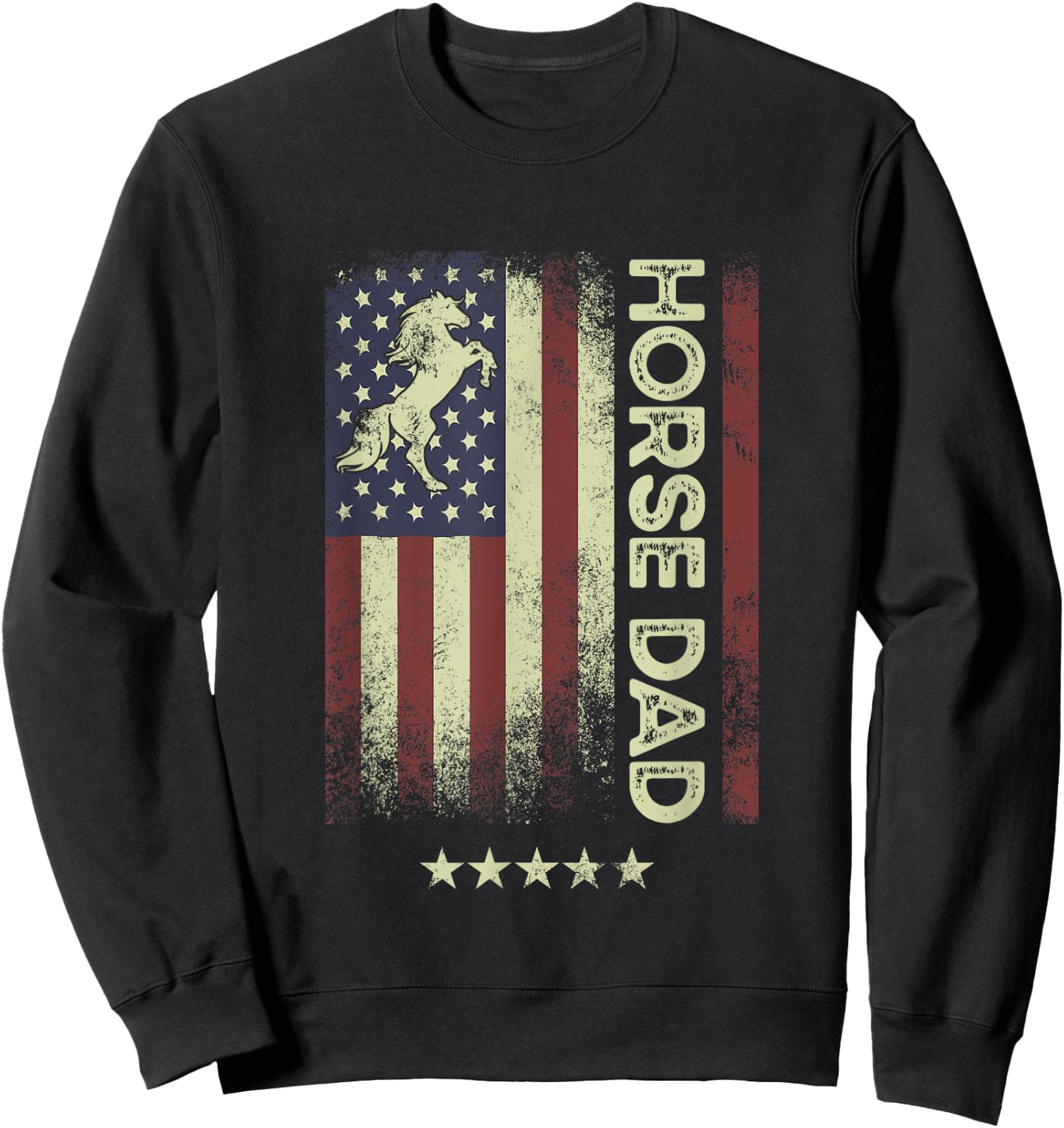 USA American Flag - Horse Dad Women Men Sweatshirt - Sweatshirt | Black