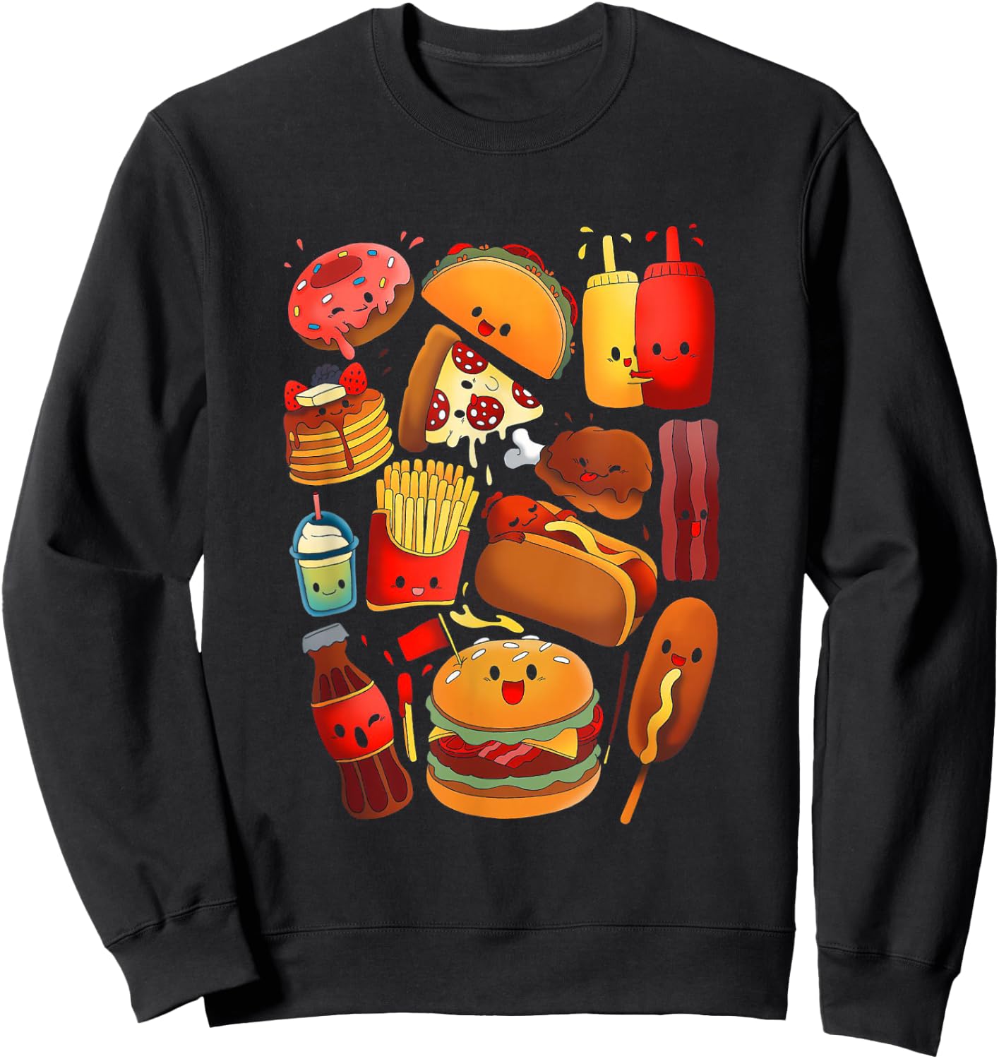 Funny fast food - Fastfood Graphic kawaii Sweatshirt - Sweatshirt | Black