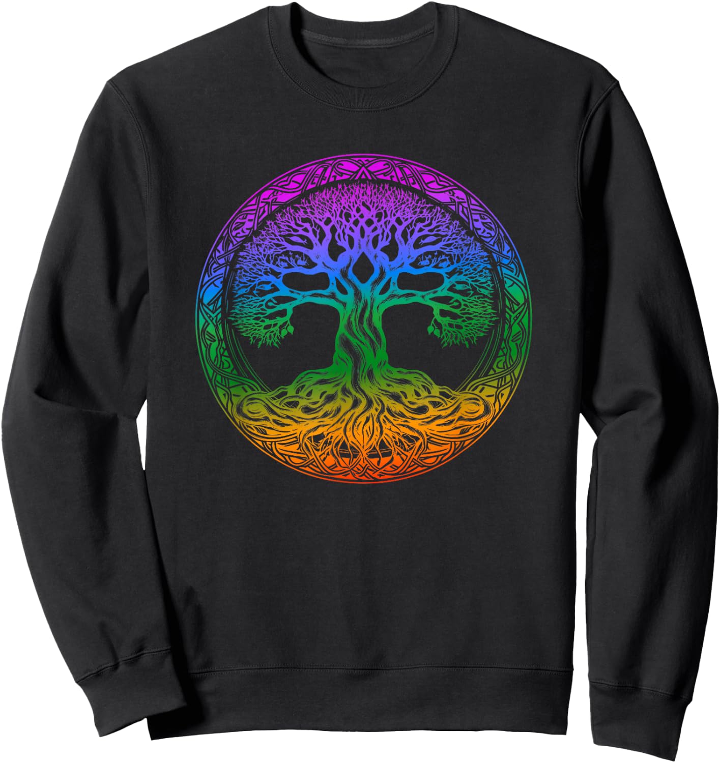 Tree of Life Celtic Colorful Rainbow Gradient Women Sweatshirt - Sweatshirt | Black