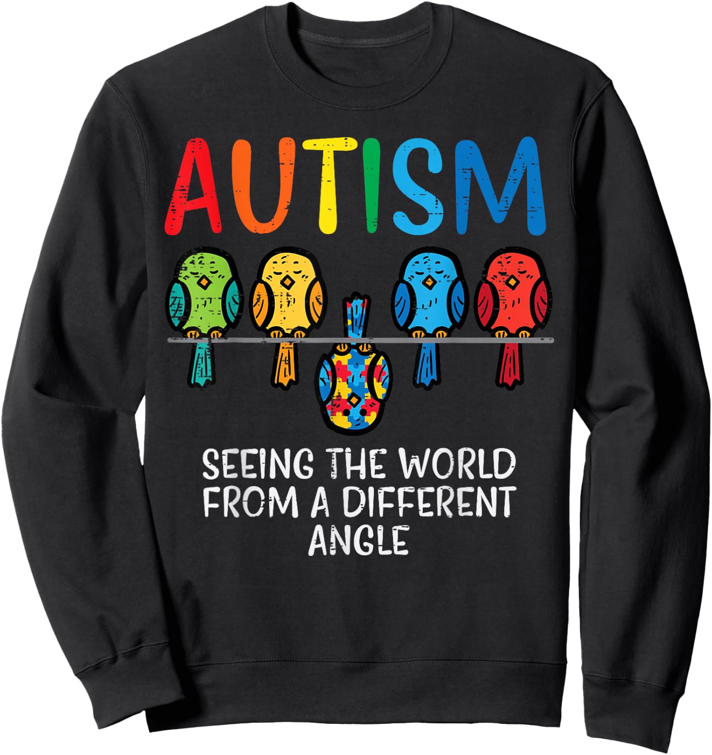 Seeing World From Different Angle Autism Awareness Owl Kids Sweatshirt - Sweatshirt | Black