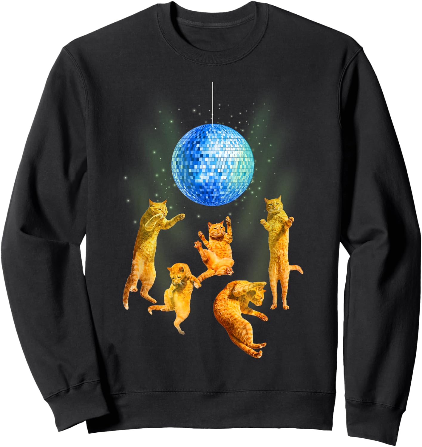 Dancing Cats Disco Ball Kitten Kitty Lover Party Animal Sweatshirt - Sweatshirt | Black