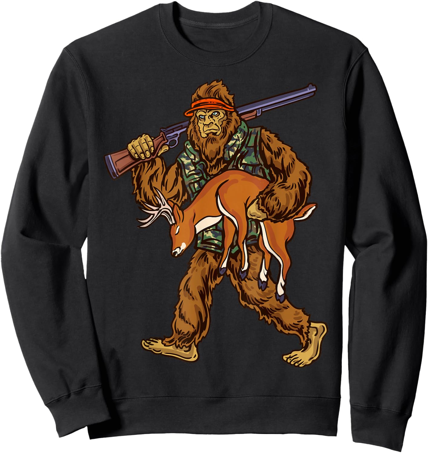 White Tail Deer Hunting Bigfoot Hunter Sweatshirt - Sweatshirt | Black