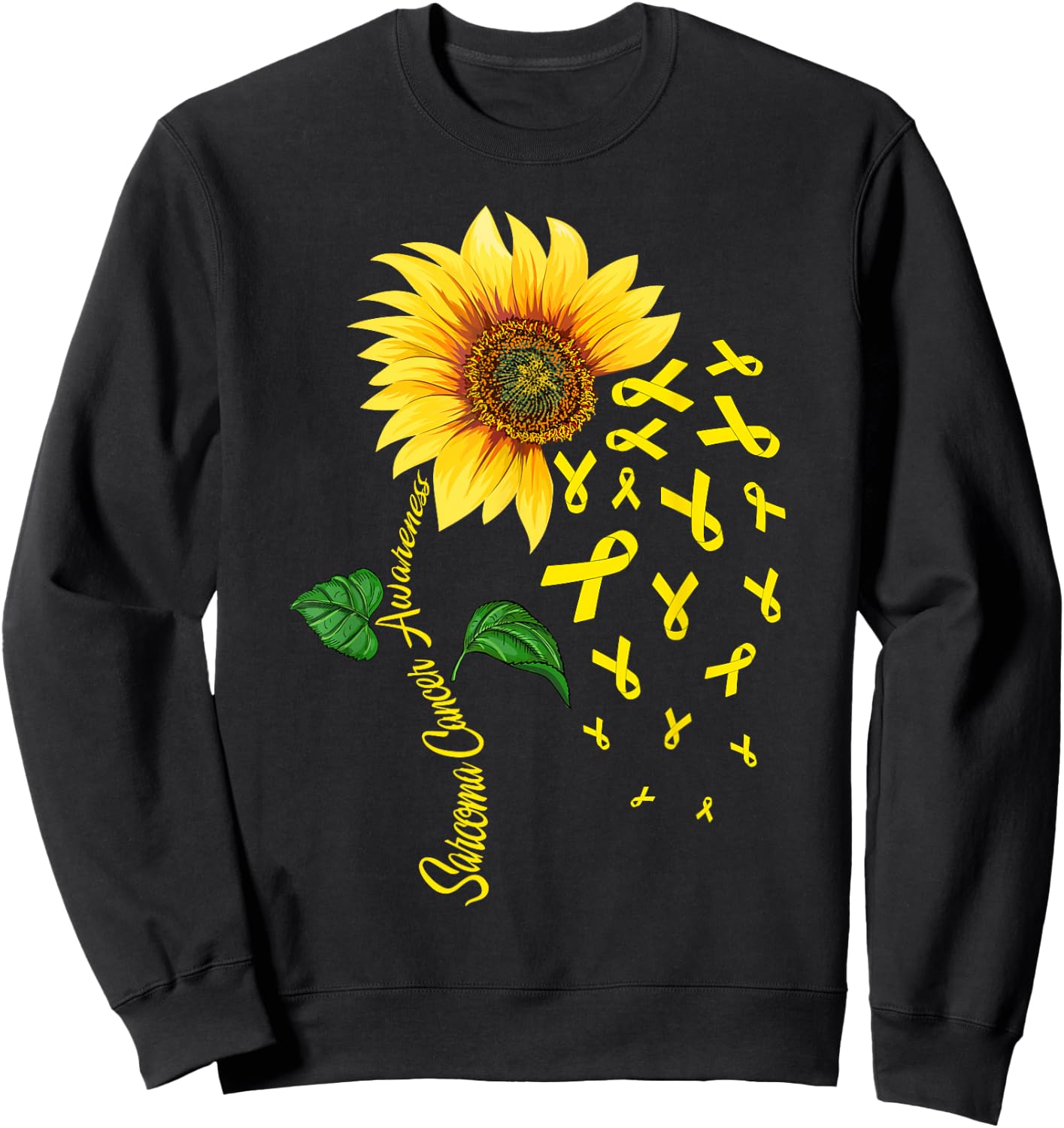 Sunflower Yellow Ribbon Sarcoma Cancer Awareness Day Fighter Sweatshirt - Sweatshirt | Black