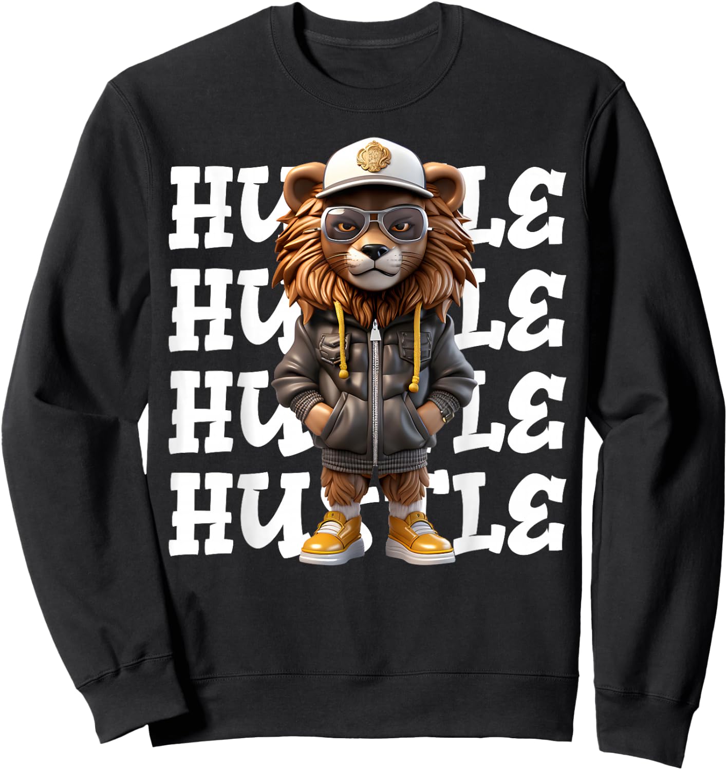 Hip Hop Lion Hustle Money Urban Drip Streetwear Black King Sweatshirt - Sweatshirt | Black