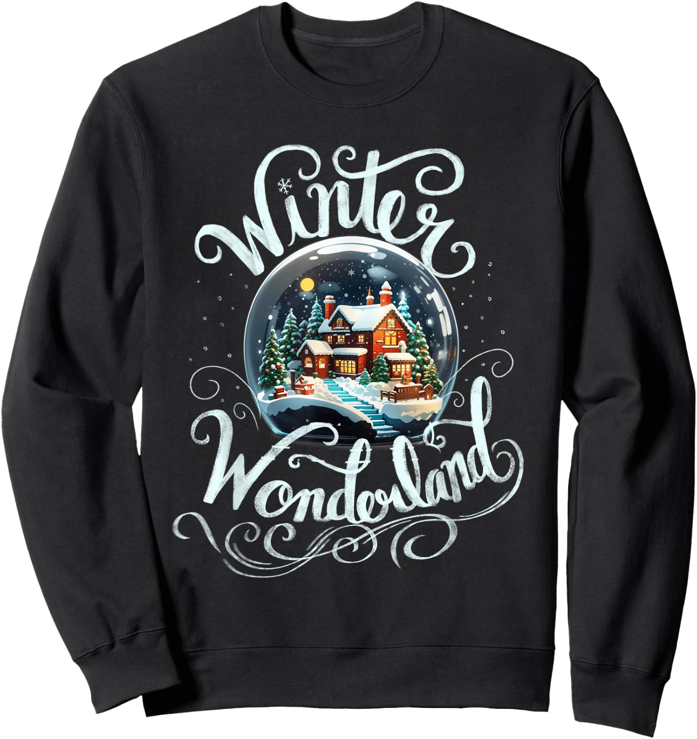 Winter Wonderland Snow Glob Night House Merry Xmas Costume Sweatshirt - Sweatshirt | Black