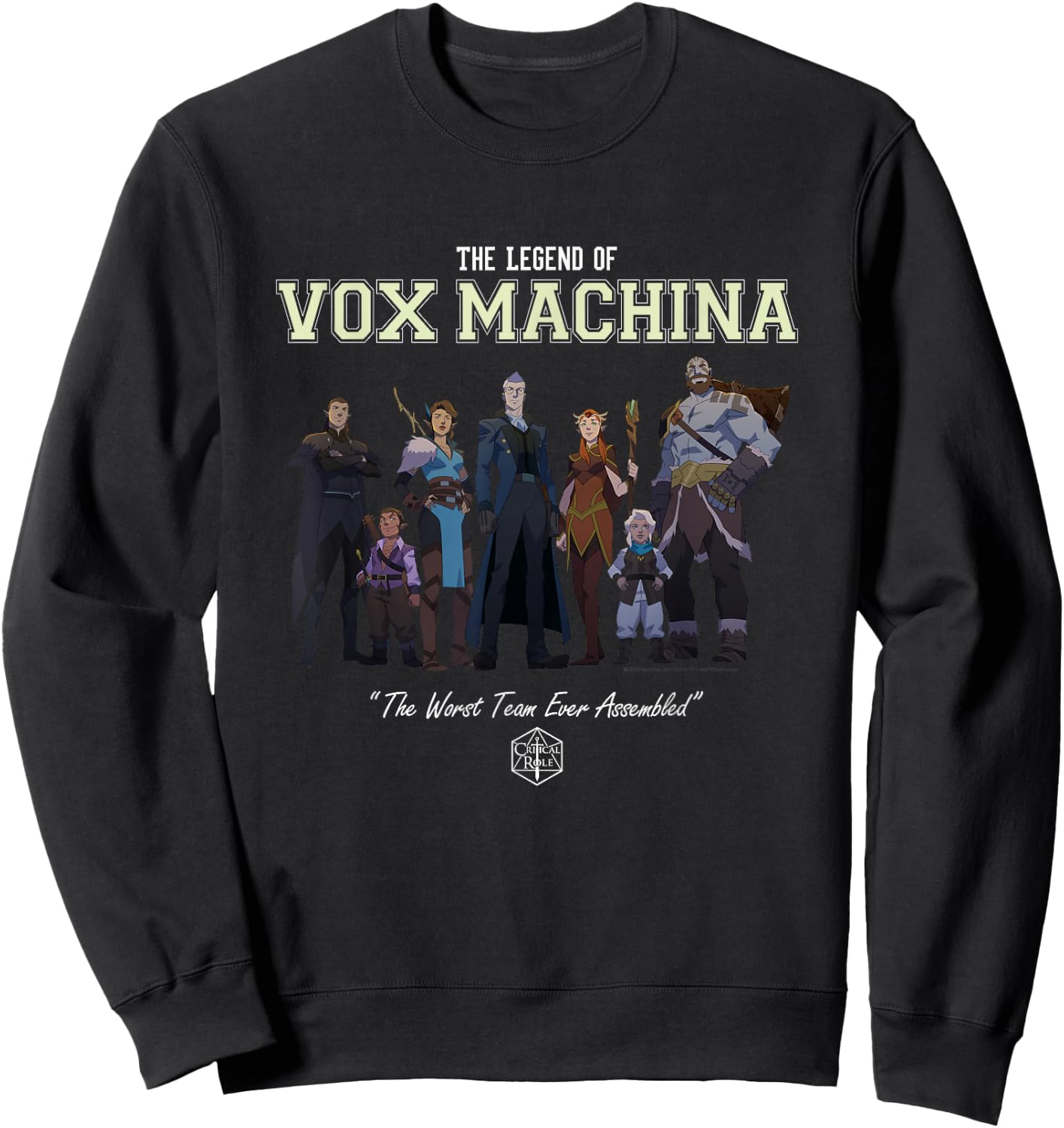 The Legend of Vox Machina Group with Varsity Logo Small Sweatshirt - Sweatshirt | Black