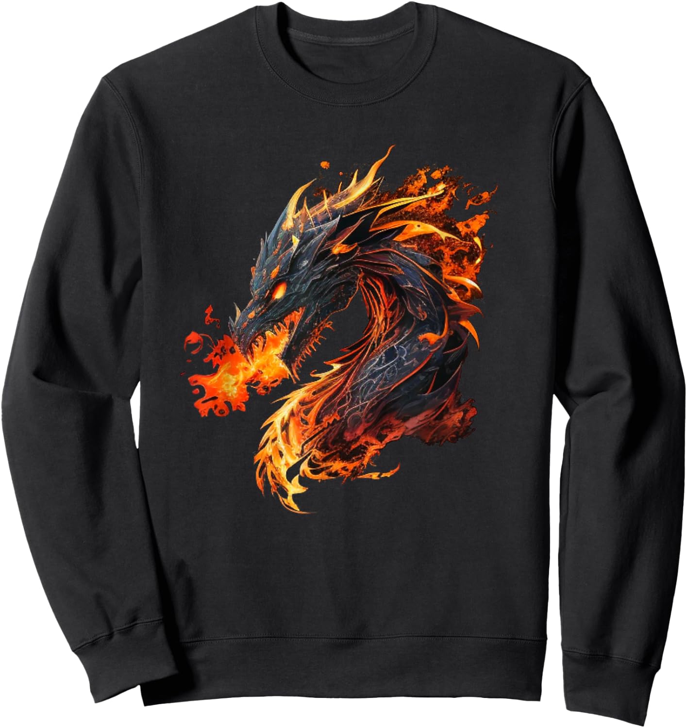 Cool Fire and Flames breathing Dragons Lovers Sweatshirt - Sweatshirt | Black
