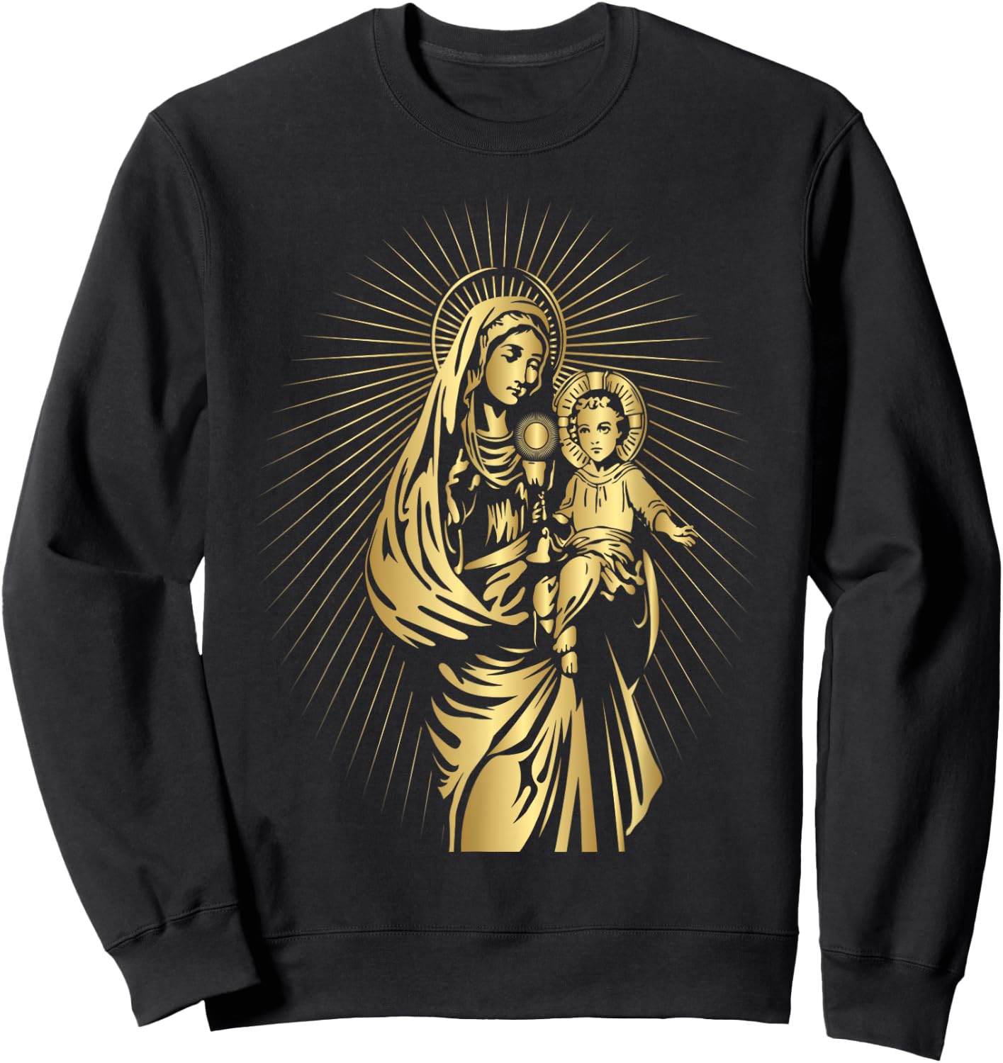 Holy Mother Mary Mother of Jesus Vintage Catholic Art Women Sweatshirt - Sweatshirt | Black
