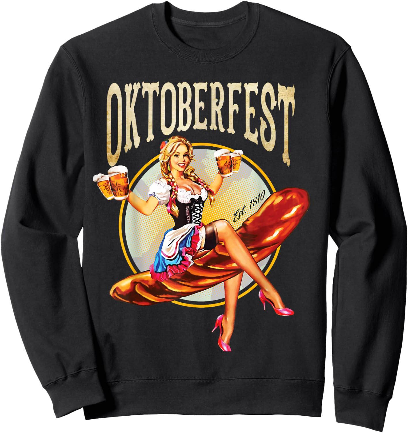 Oktoberfest Costume Vintage Bavarian German Beer Wurst Sweatshirt - Sweatshirt | Black