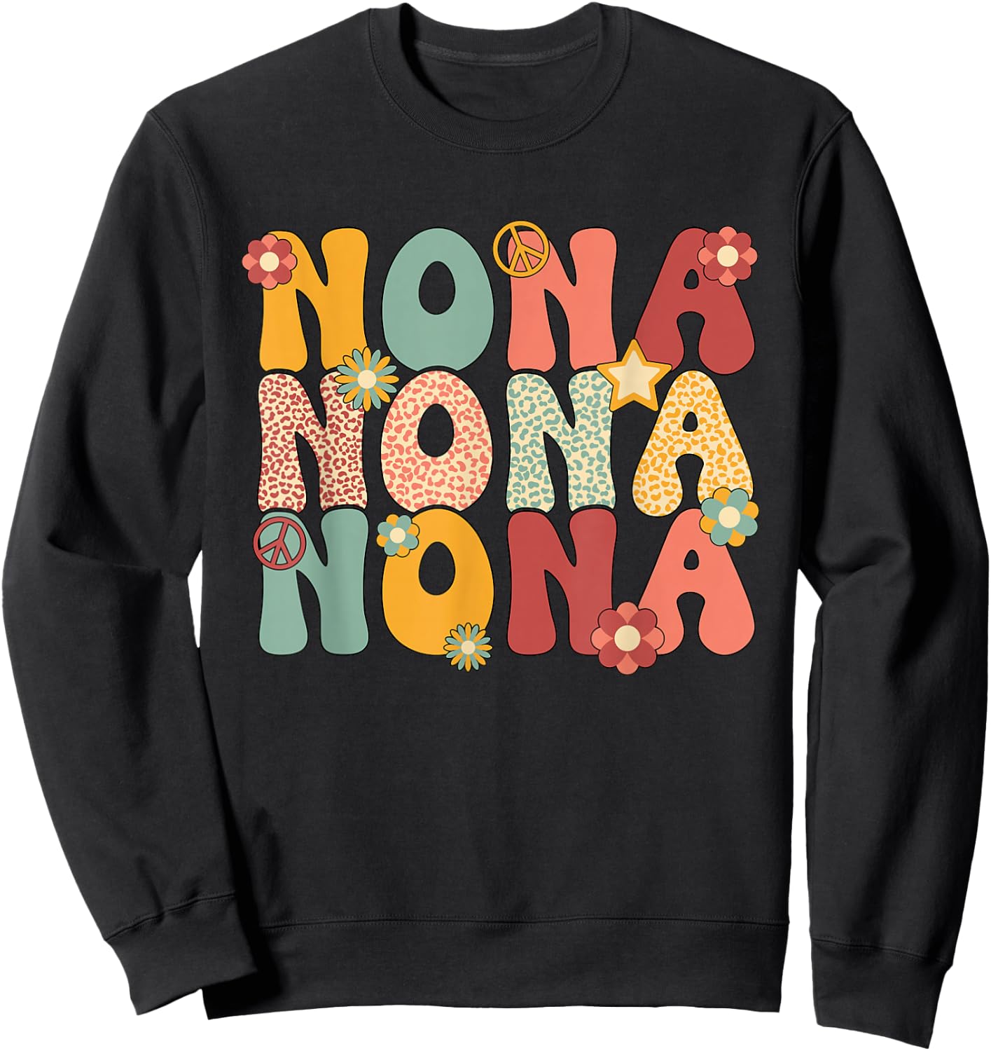 Nona Grandma Groovy Nona Grandmother Sweatshirt - Sweatshirt | Black
