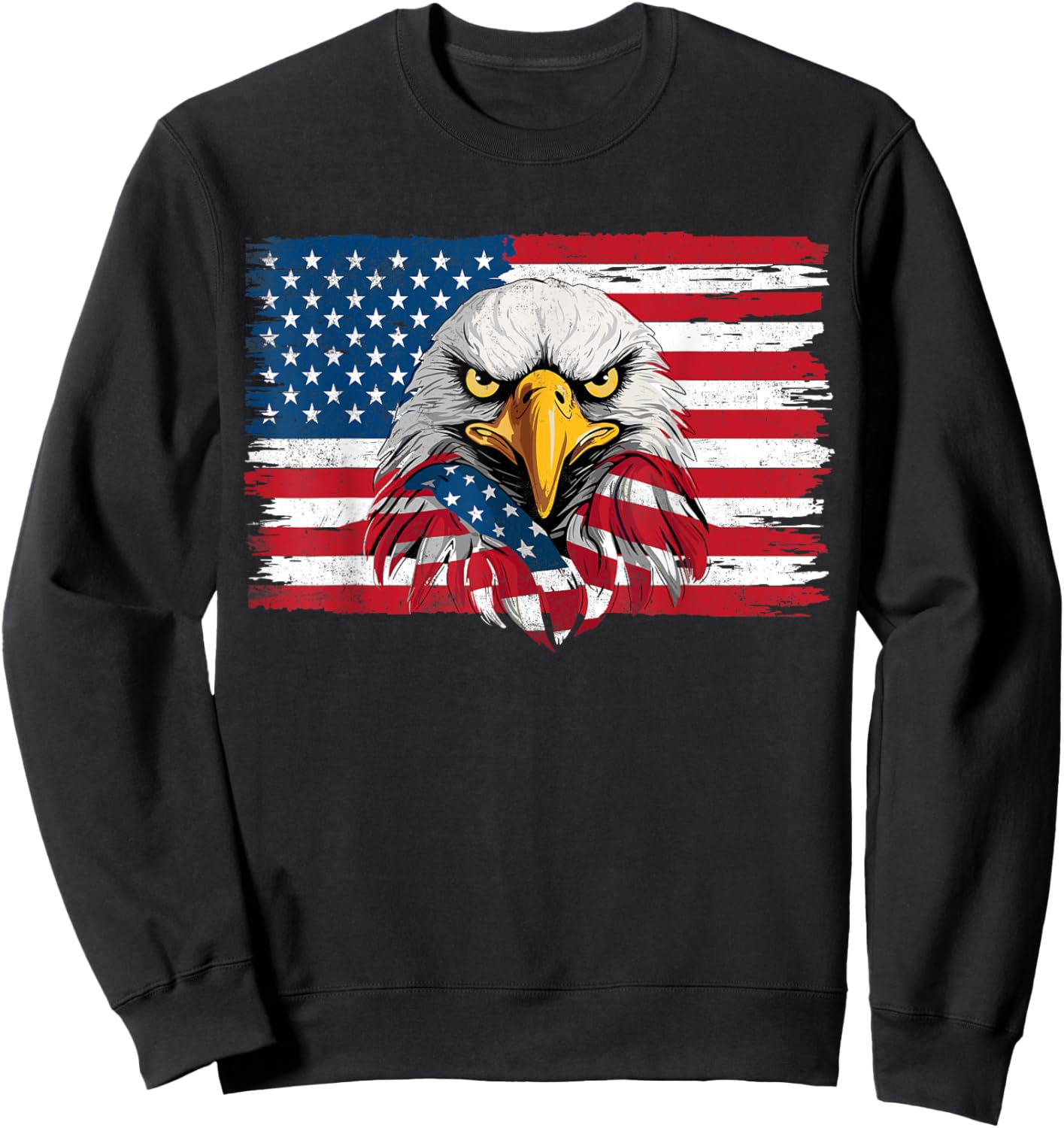 American Bald Eagle 4th Of July US Flag Patriotic Boys Men Sweatshirt - Sweatshirt | Black