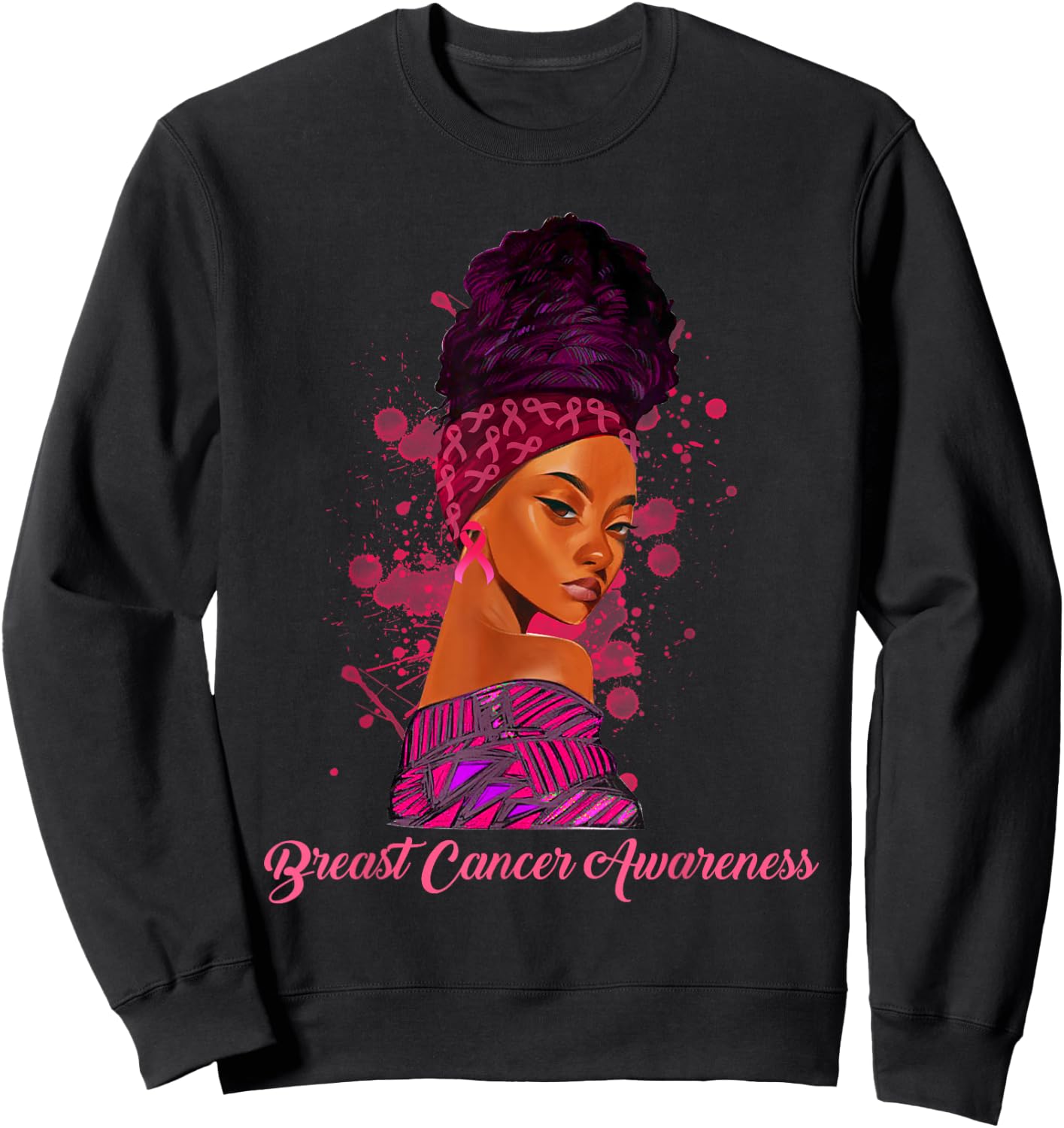 African American Girl Breast Cancer Awareness Black Women Sweatshirt - Sweatshirt | Black