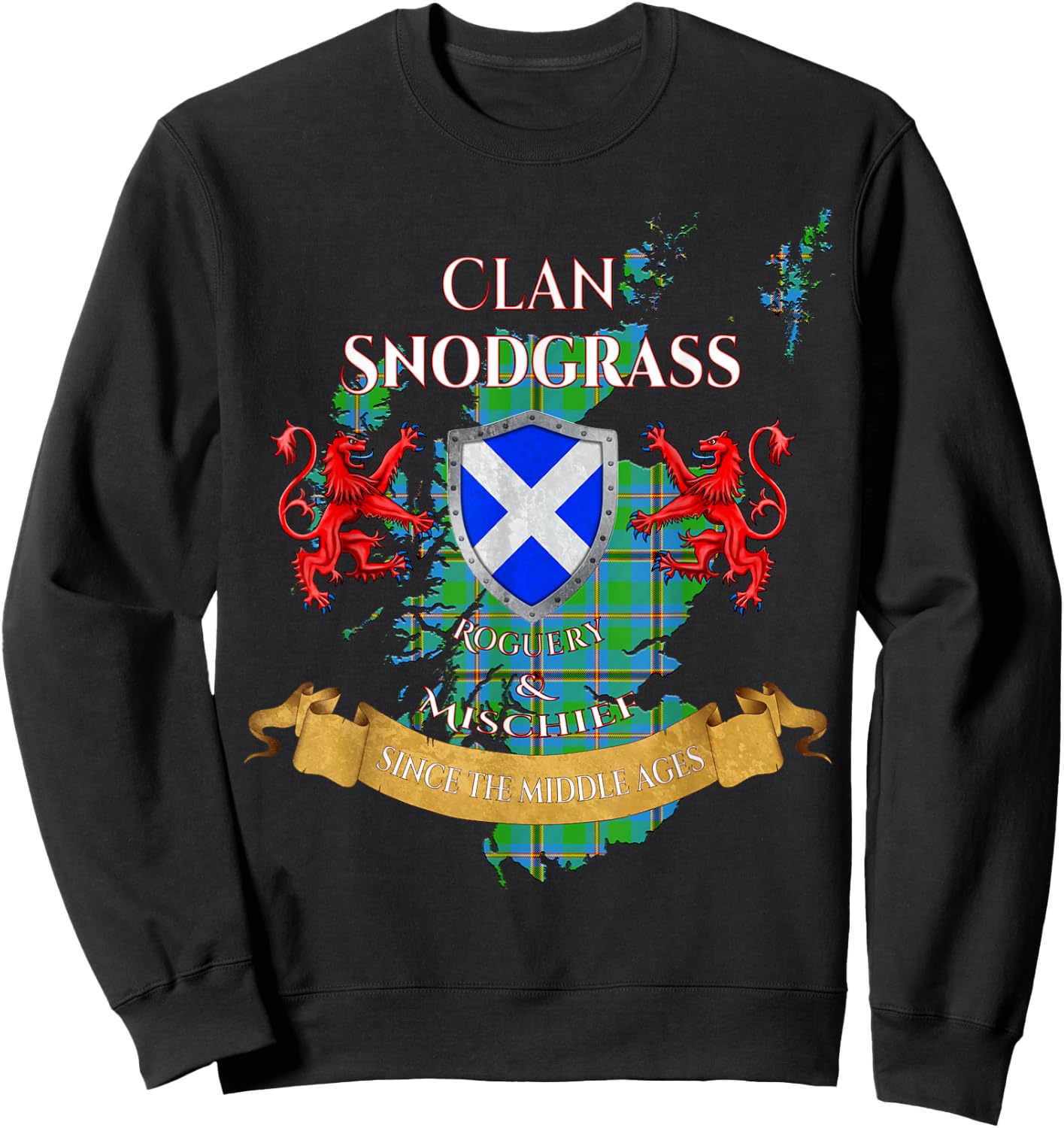 Snodgrass Scottish Family Clan Middle Ages Mischief Sweatshirt - Sweatshirt | Black