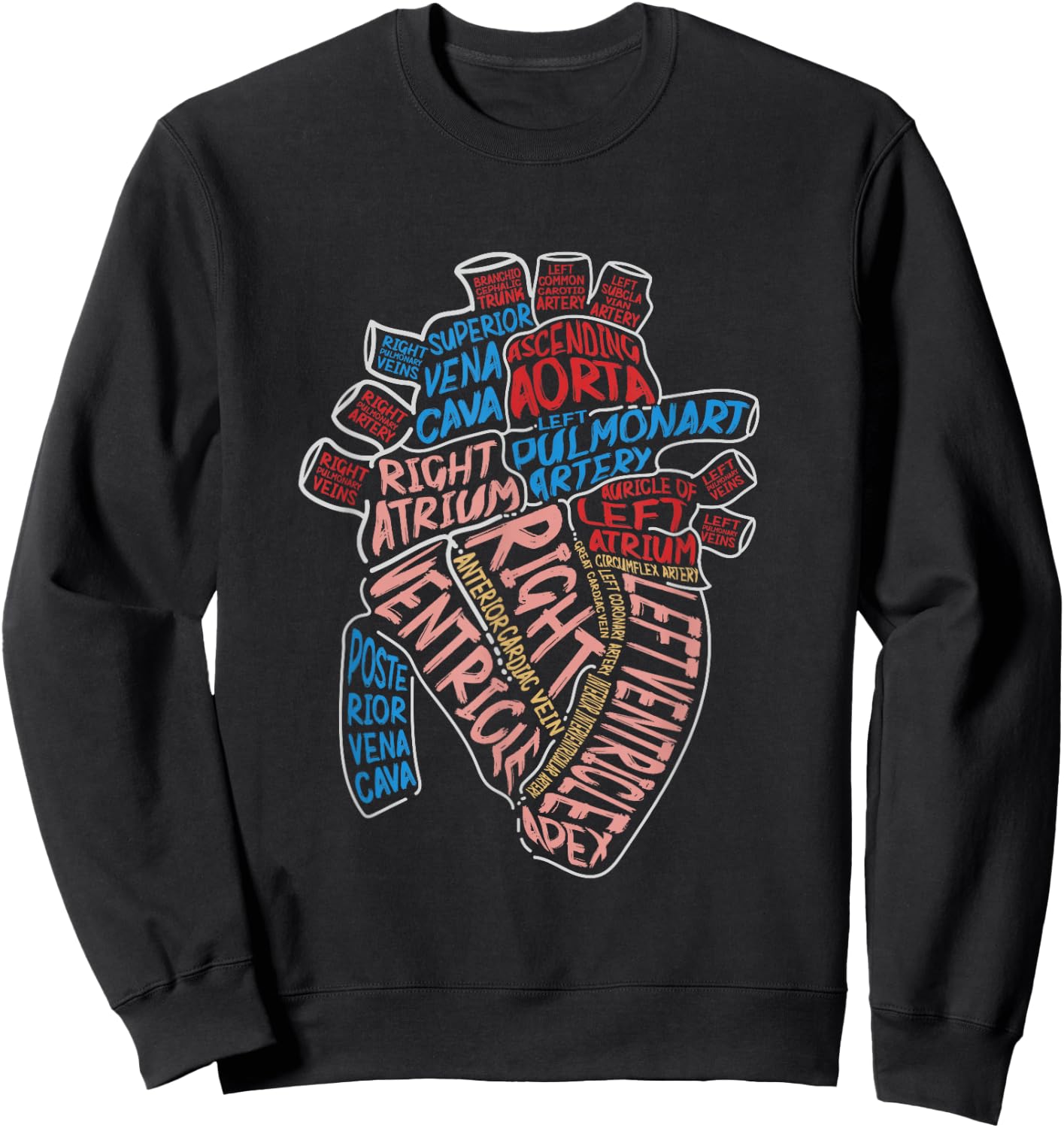 Anatomical Human Heart Cardiology Medical Cardiac Nurse Sweatshirt - Sweatshirt | Black