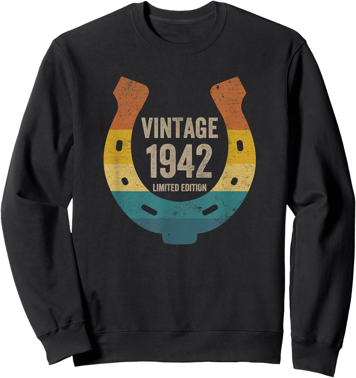 Vintage Horseshoe 1942 Limited Edition 80 Years Old Birthday Sweatshirt - Sweatshirt | Black