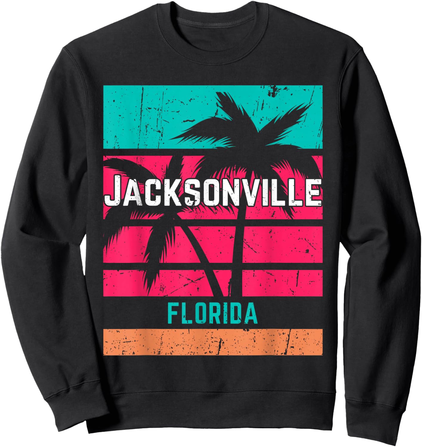 Jacksonville Florida Vacation Souvenir Surfing Vintage Sweatshirt - Sweatshirt | Black