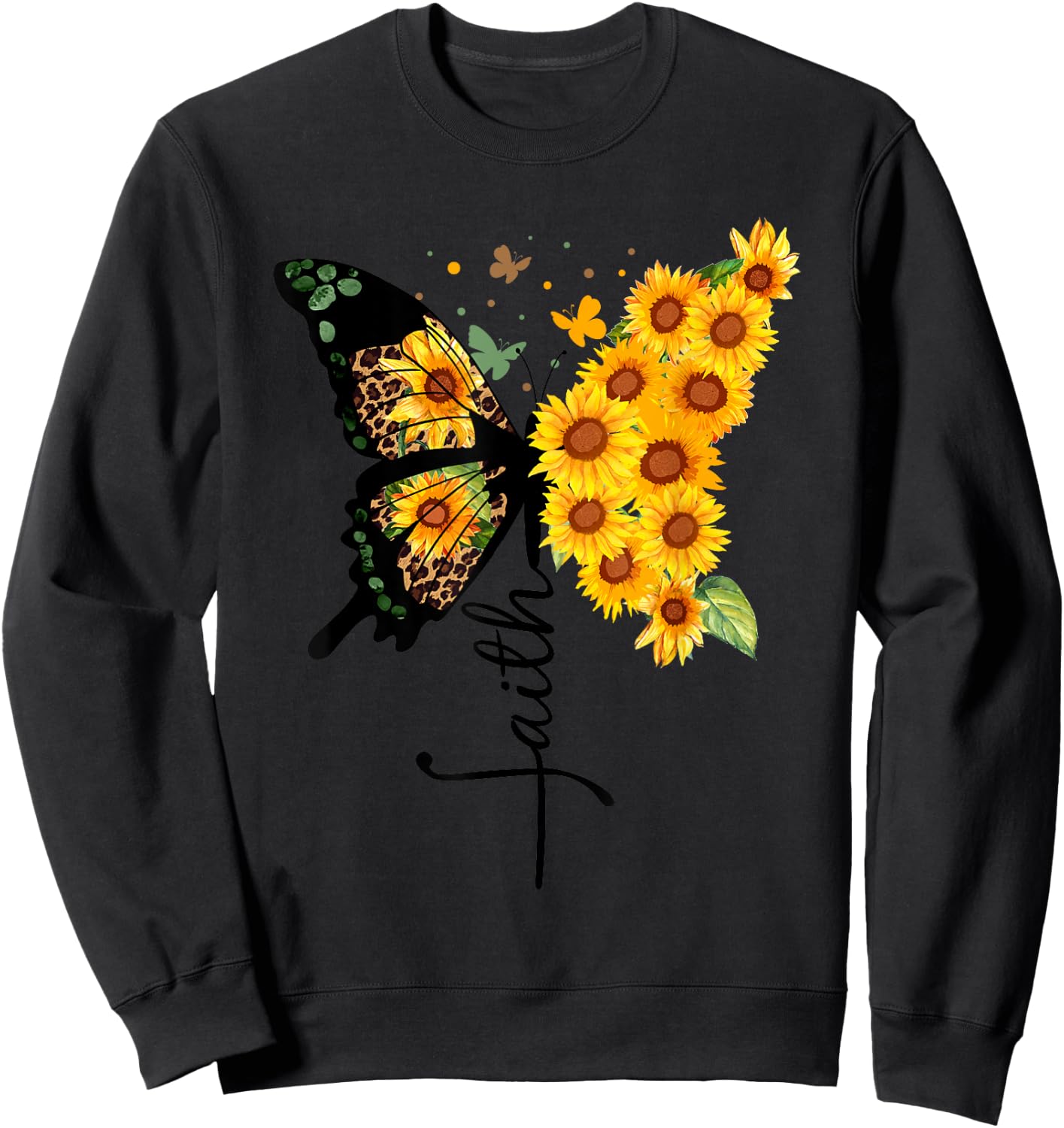 Butterfly Sunflower faith Nature Women Sweatshirt - Sweatshirt | Black