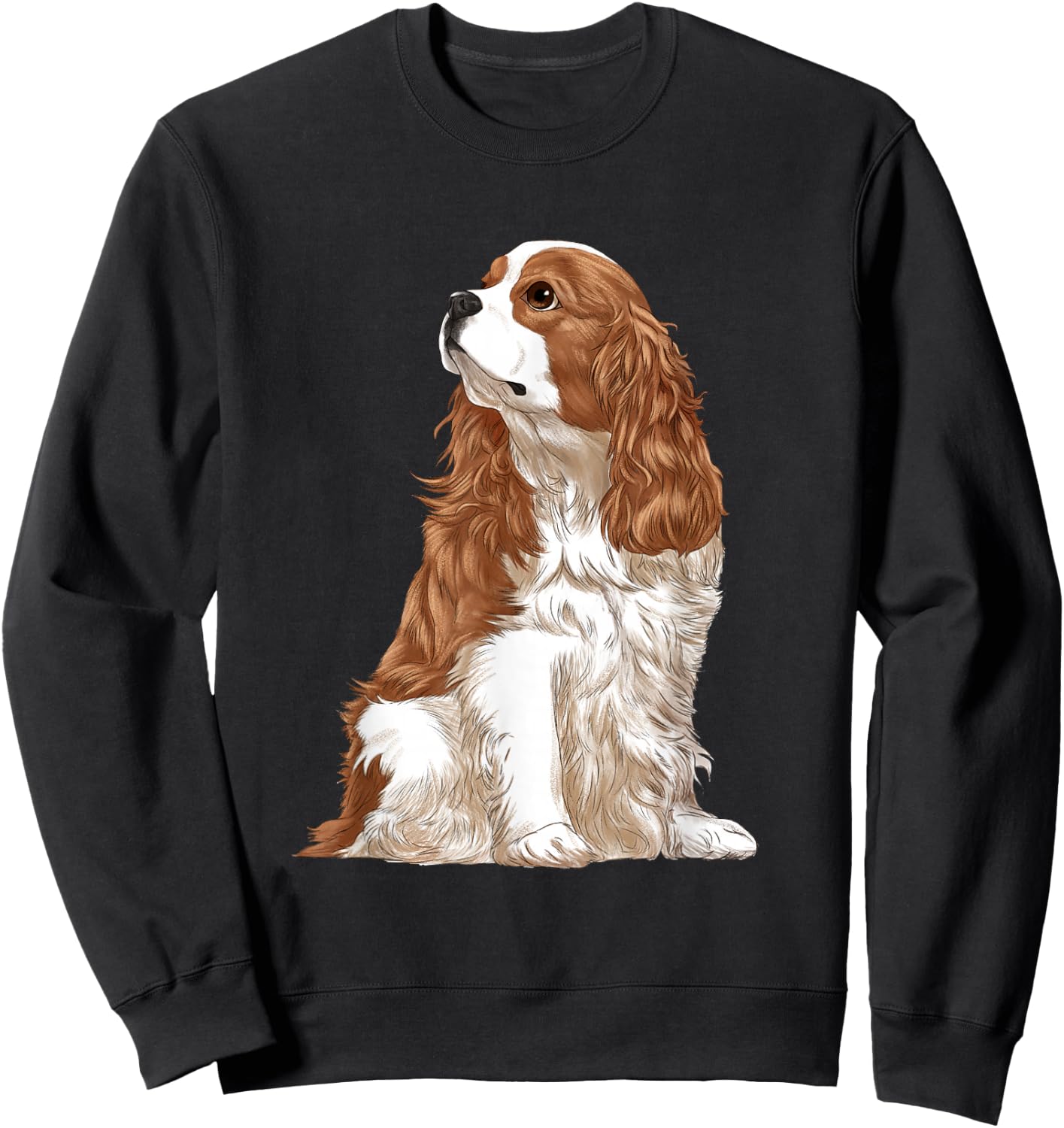 Sitting Dog Blenheim Cavalier King Charles Spaniel Sweatshirt - Sweatshirt | Black