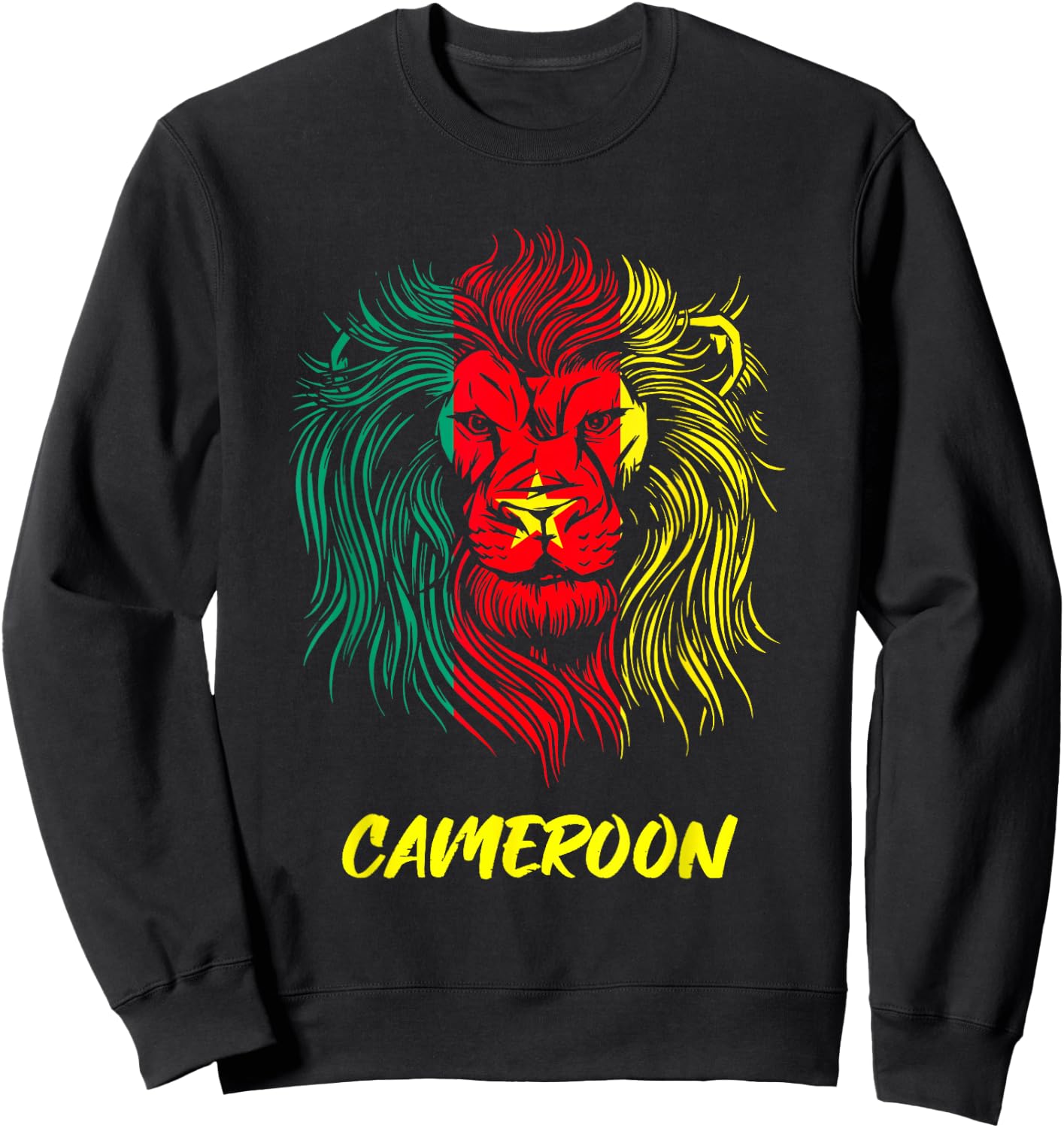 Cameroon Lovers Home Lion Flag Cameroon Sweatshirt - Sweatshirt | Black