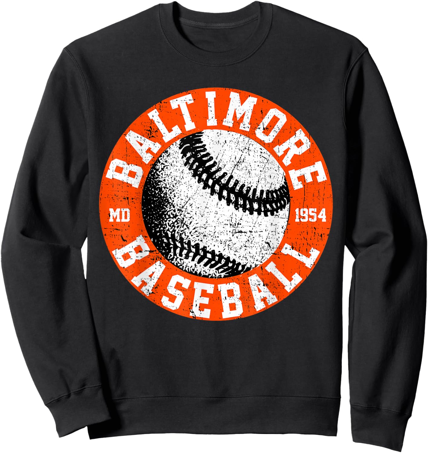 Baltimore Baseball Retro Vintage Design Baseball Lover Sweatshirt - Sweatshirt | Black