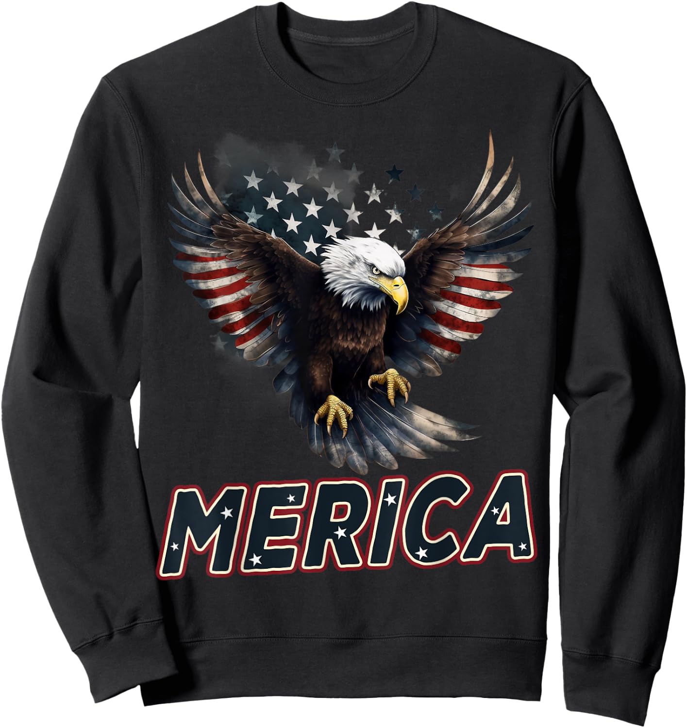 USA American Flag Patriotic Eagle 4th of July Sweatshirt - Sweatshirt | Black