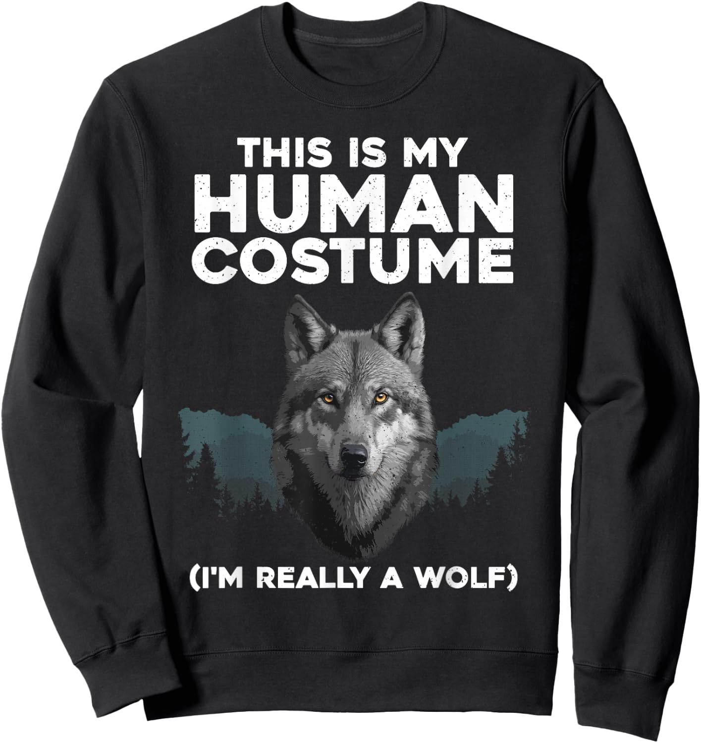 Funny Wolf Design Women Boys Girls Kids Wolf Lovers Sweatshirt - Sweatshirt | Black