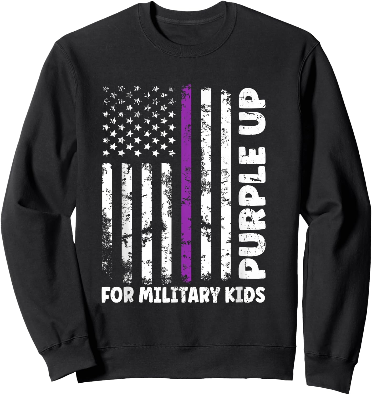 Purple Up for Military Kids Shirt Month Military Child Flag Sweatshirt - Sweatshirt | Black