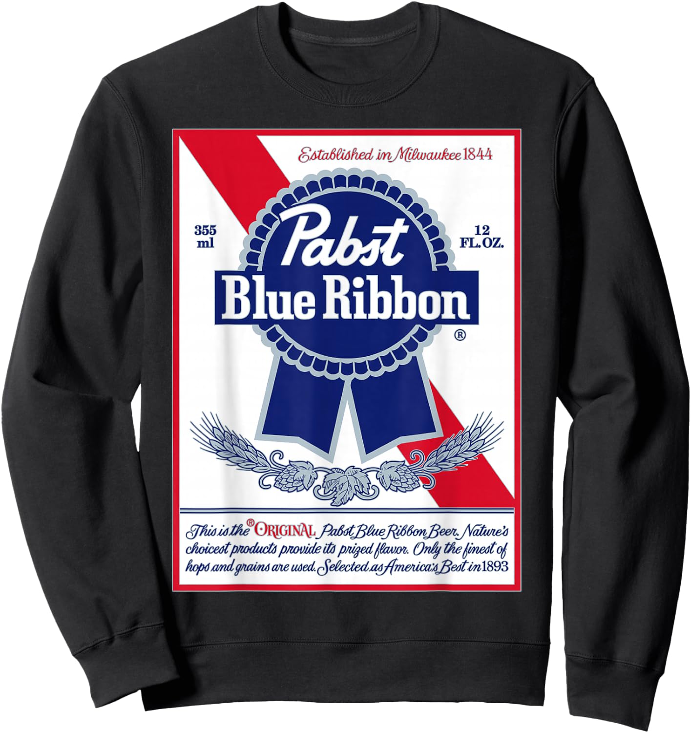 Pabst Fashion Label - Vintage Blue Ribbon Artwork Sweatshirt - Sweatshirt | Black