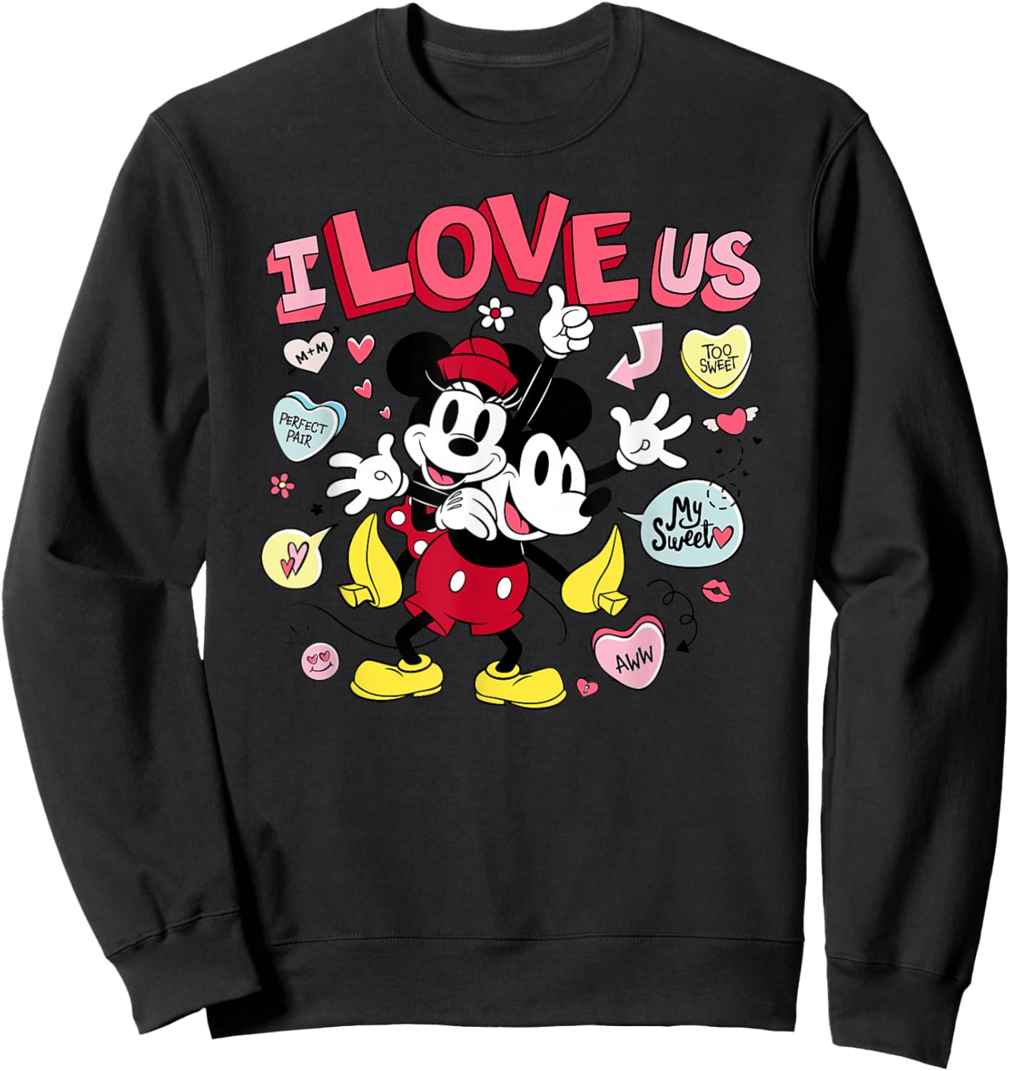 Disney Mickey & Minnie I Love Us Valentine's Day Retro Sweatshirt - Sweatshirt | Black