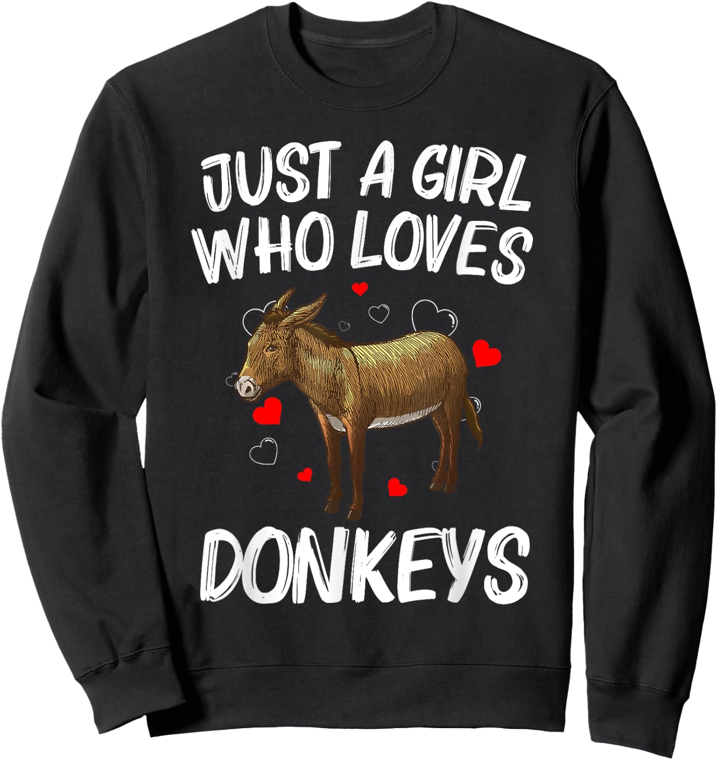 Funny Donkey Design Girls Mule Animal Farming Sweatshirt - Sweatshirt | Black